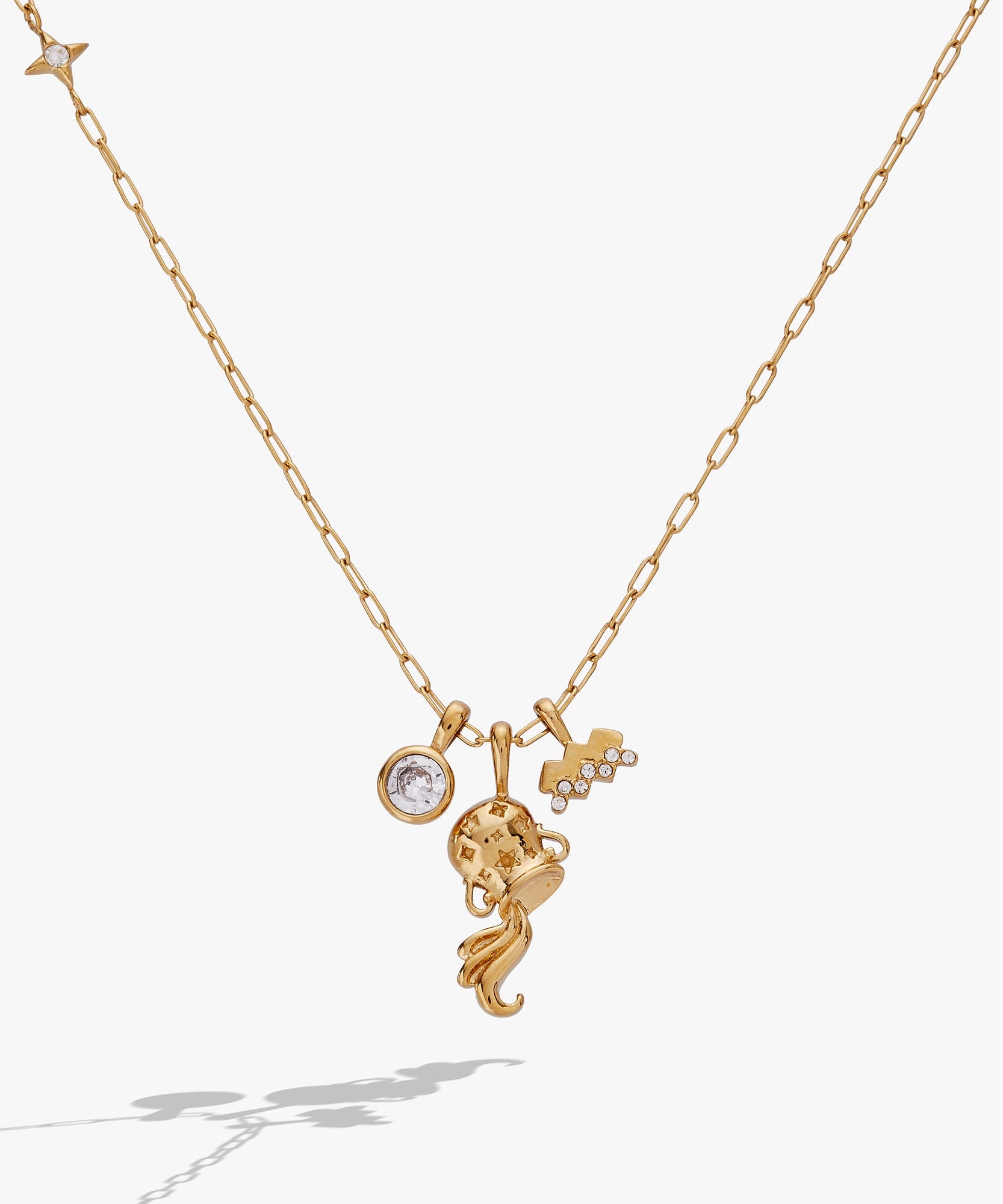 Aquarius Zodiac Charm Cluster Necklace