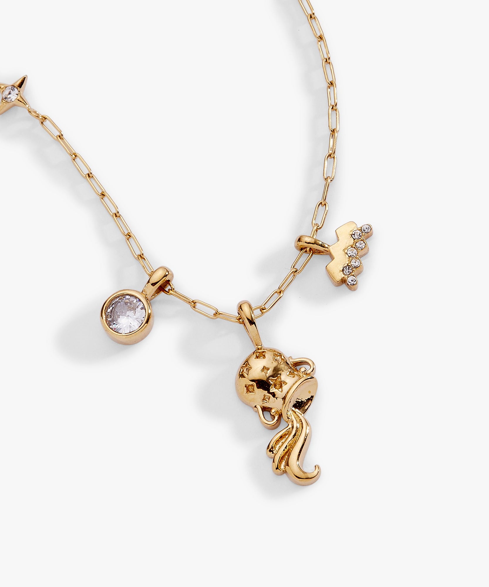 Aquarius Zodiac Charm Cluster Necklace