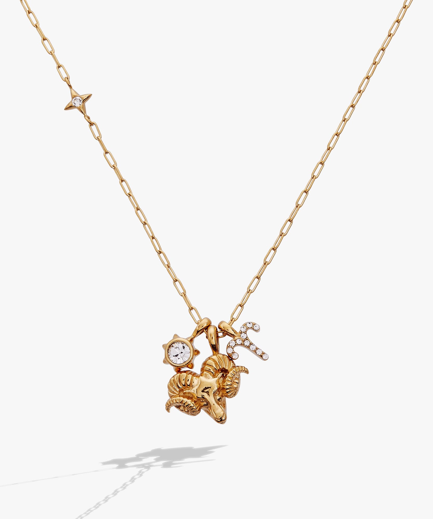 Aries Zodiac Charm Cluster Necklace