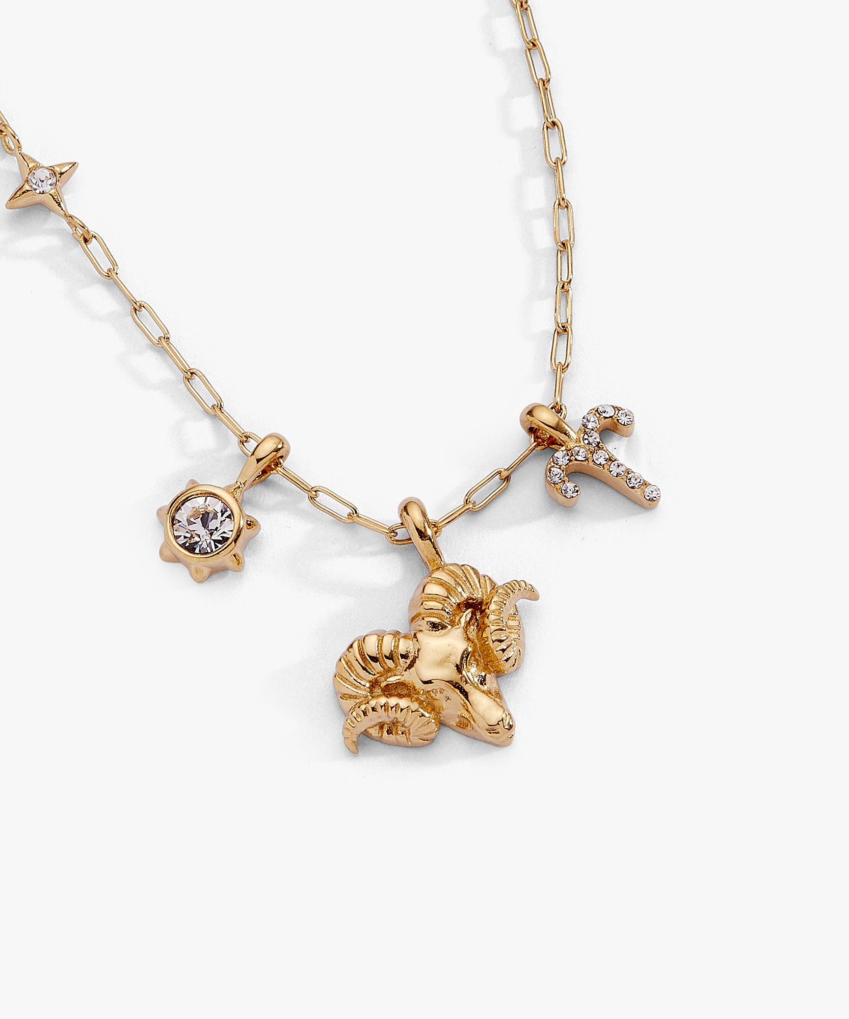 Aries Zodiac Charm Cluster Necklace