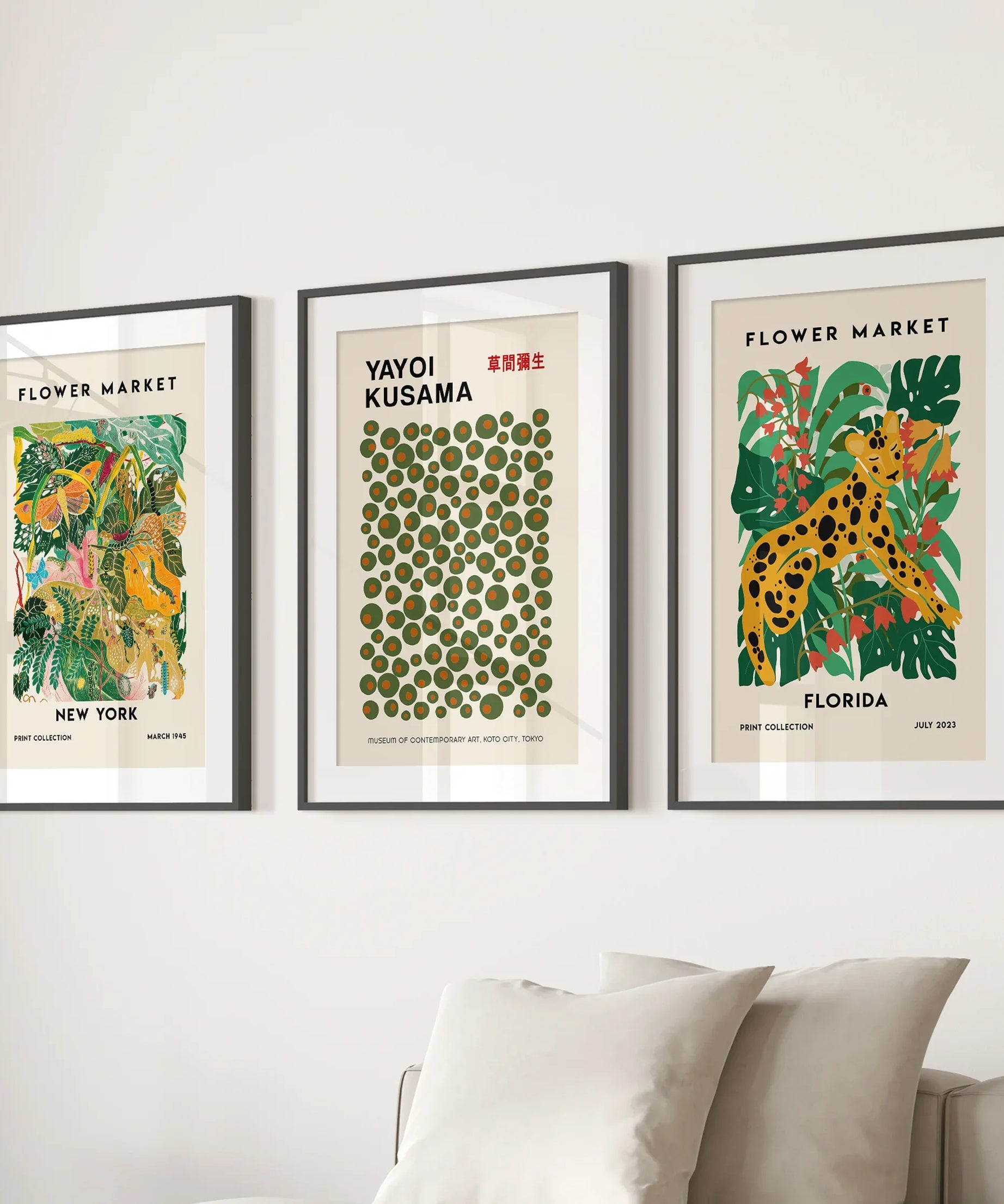 Flower Market, Kusama Art Prints. Modern Tropical Wall Decor