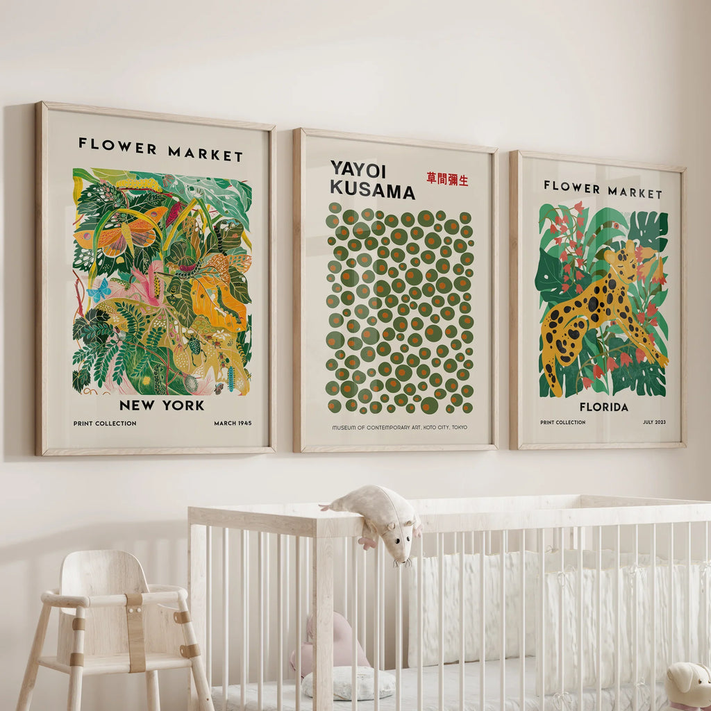 Flower Market, Kusama Art Prints. Modern Tropical Wall Decor