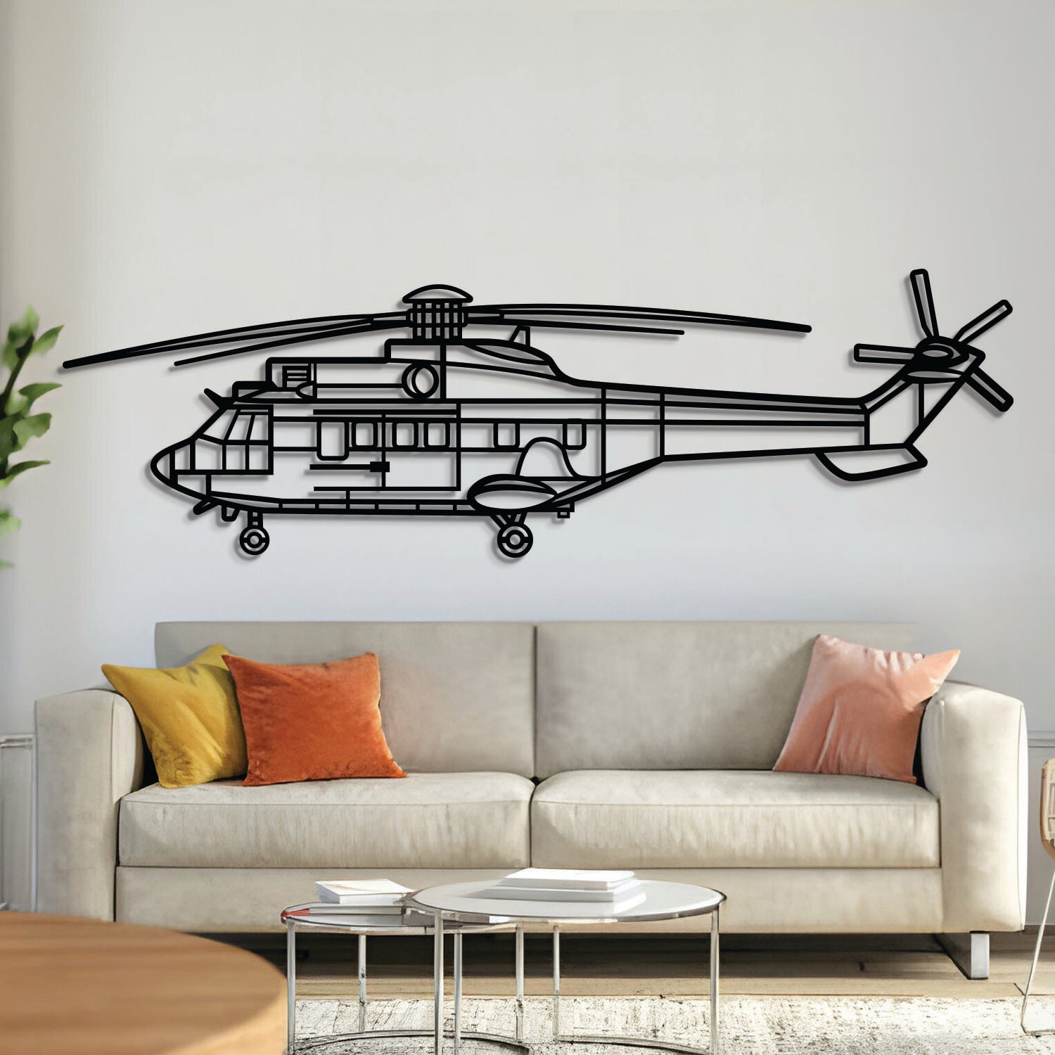 AS332 Super Puma Metallflugzeug Wandkunst - NCP0517