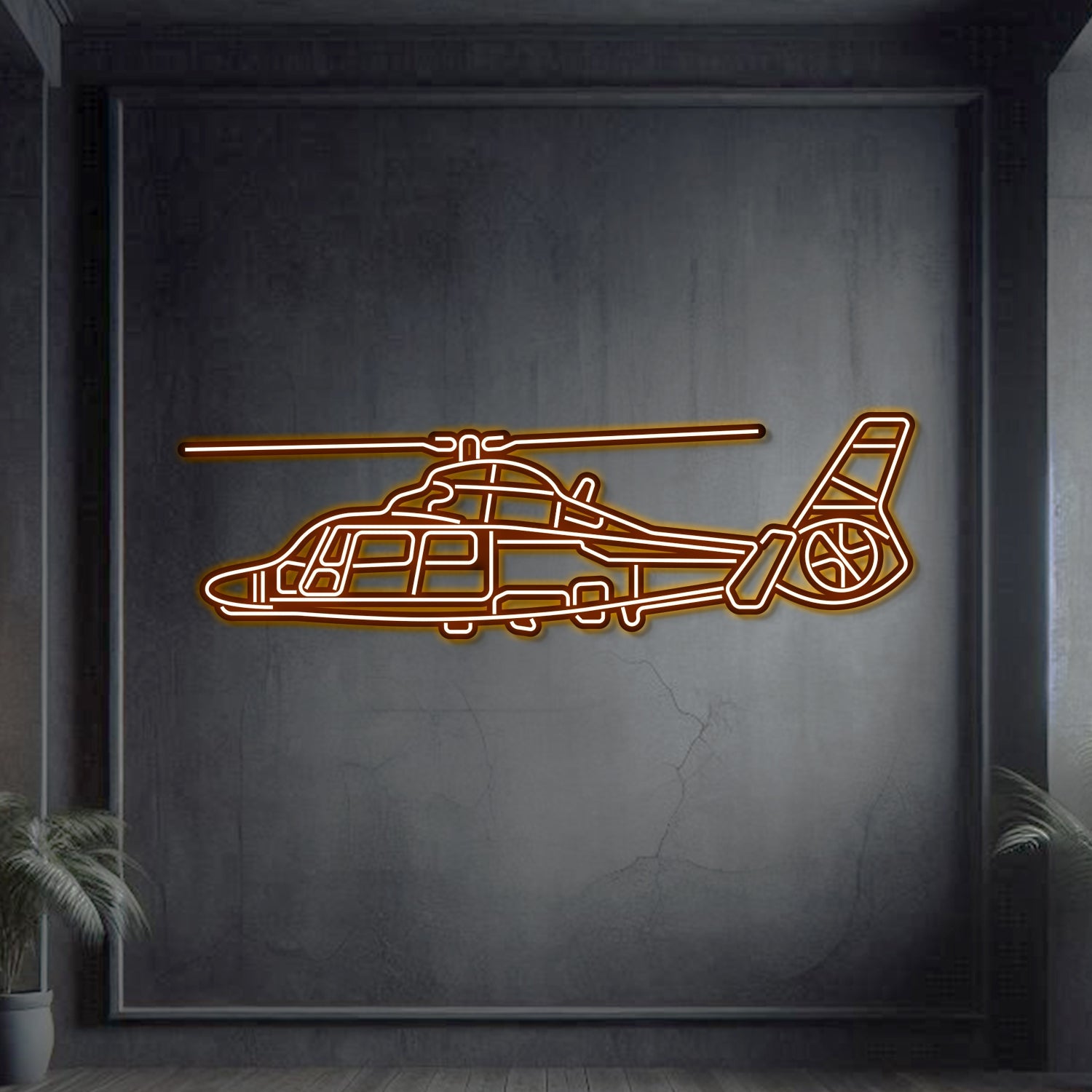 AS365 Dauphin Metal Neon Wandkunst Flugzeug - NCN0014
