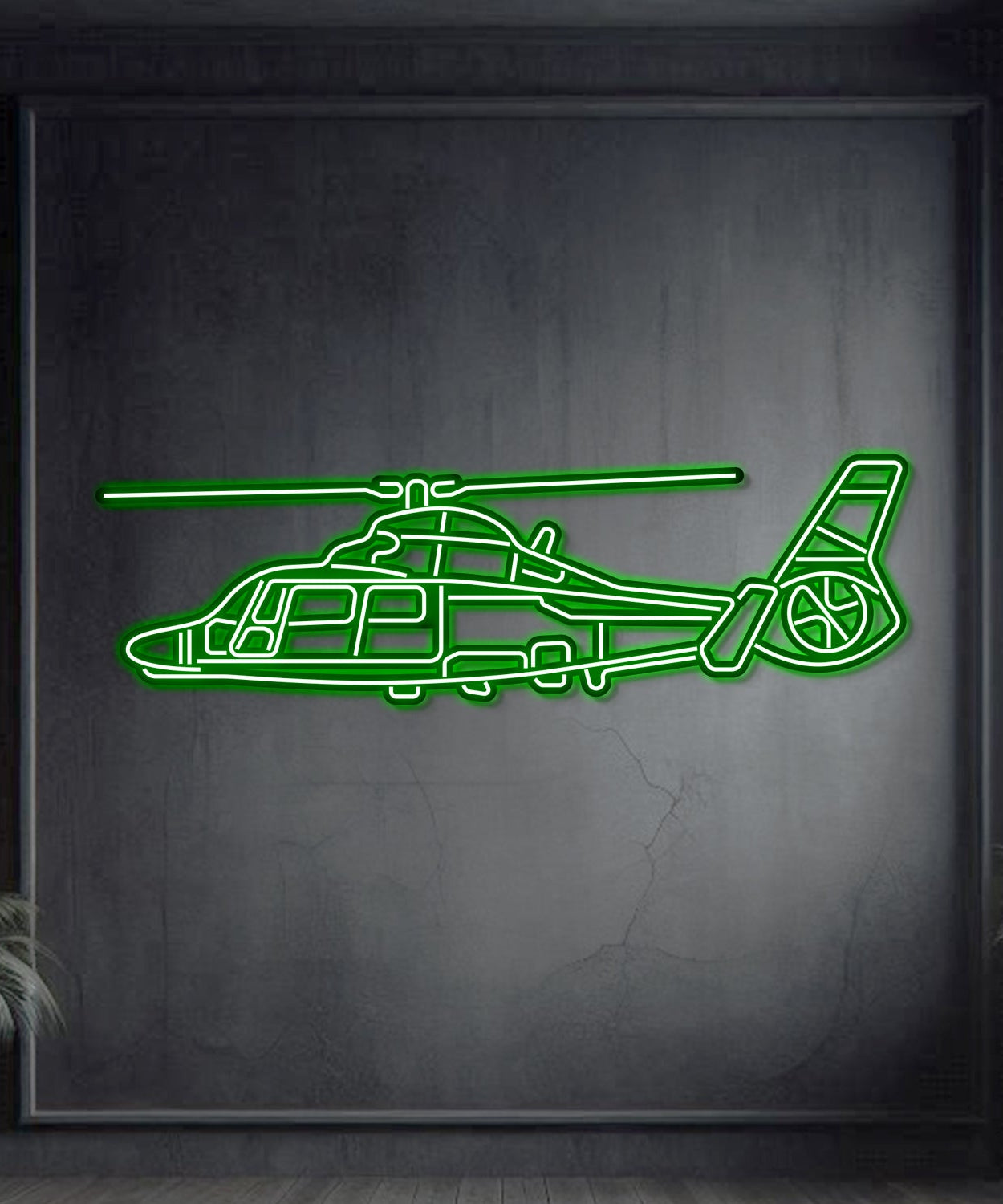 AS365 Dauphin Metal Neon Wandkunst Flugzeug - NCN0014