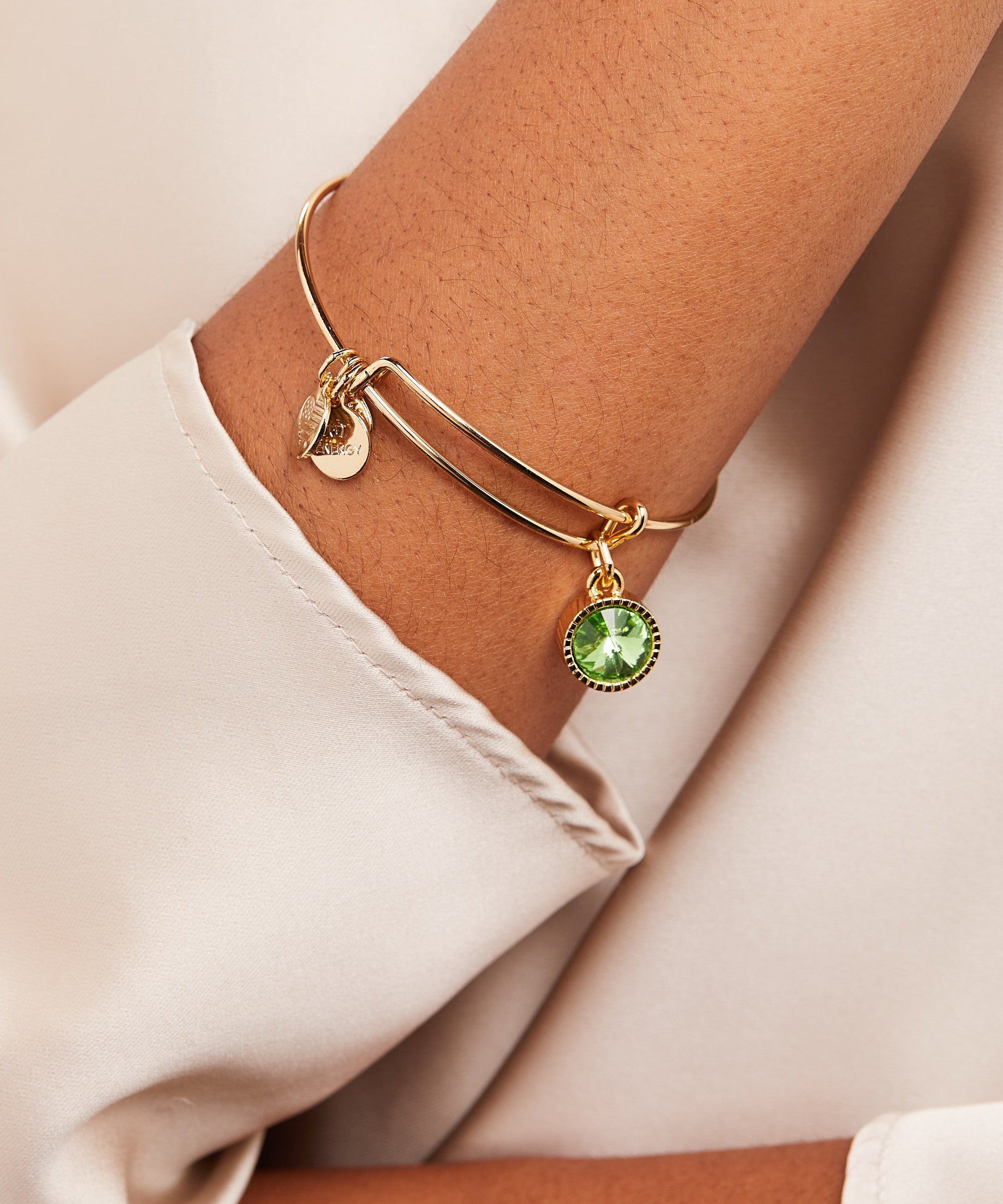 August Birthstone Charm Bangle, Peridot