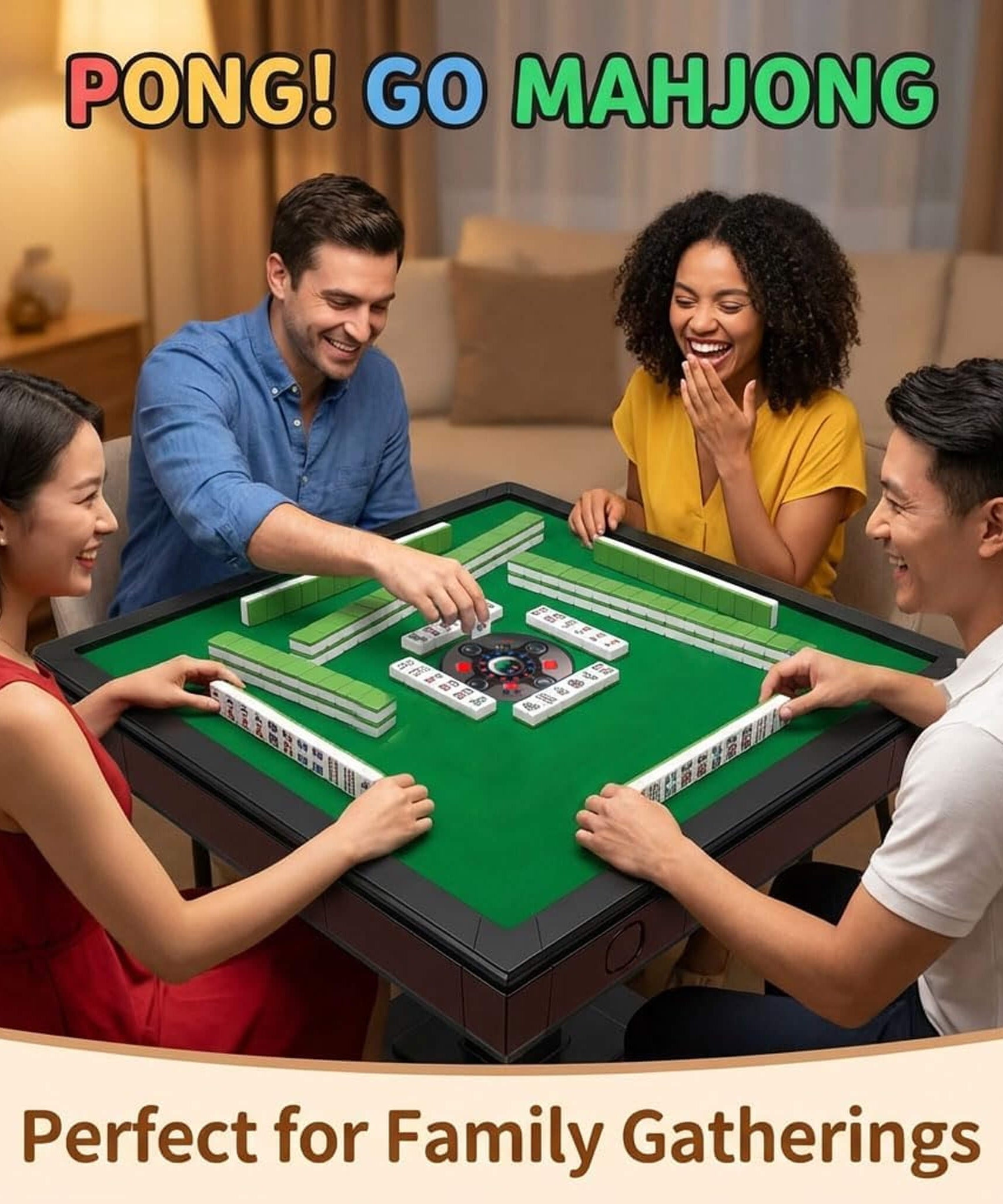 Automatic Ultra-Thin Foldable Mahjong Table With Two 152 42MM Tile Sets (SAK82950)