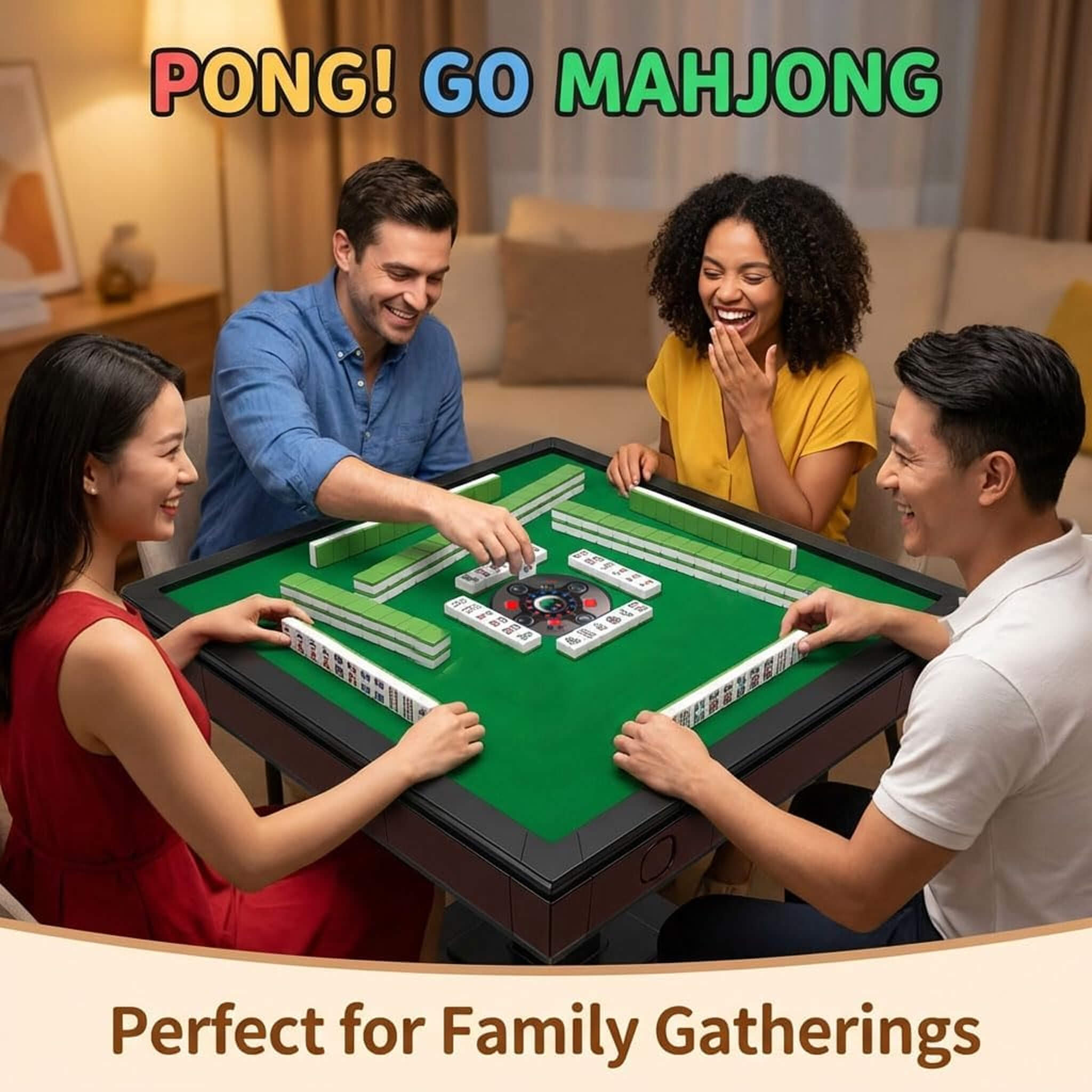 Automatic Ultra-Thin Foldable Mahjong Table With Two 152 42MM Tile Sets (SAK82950)