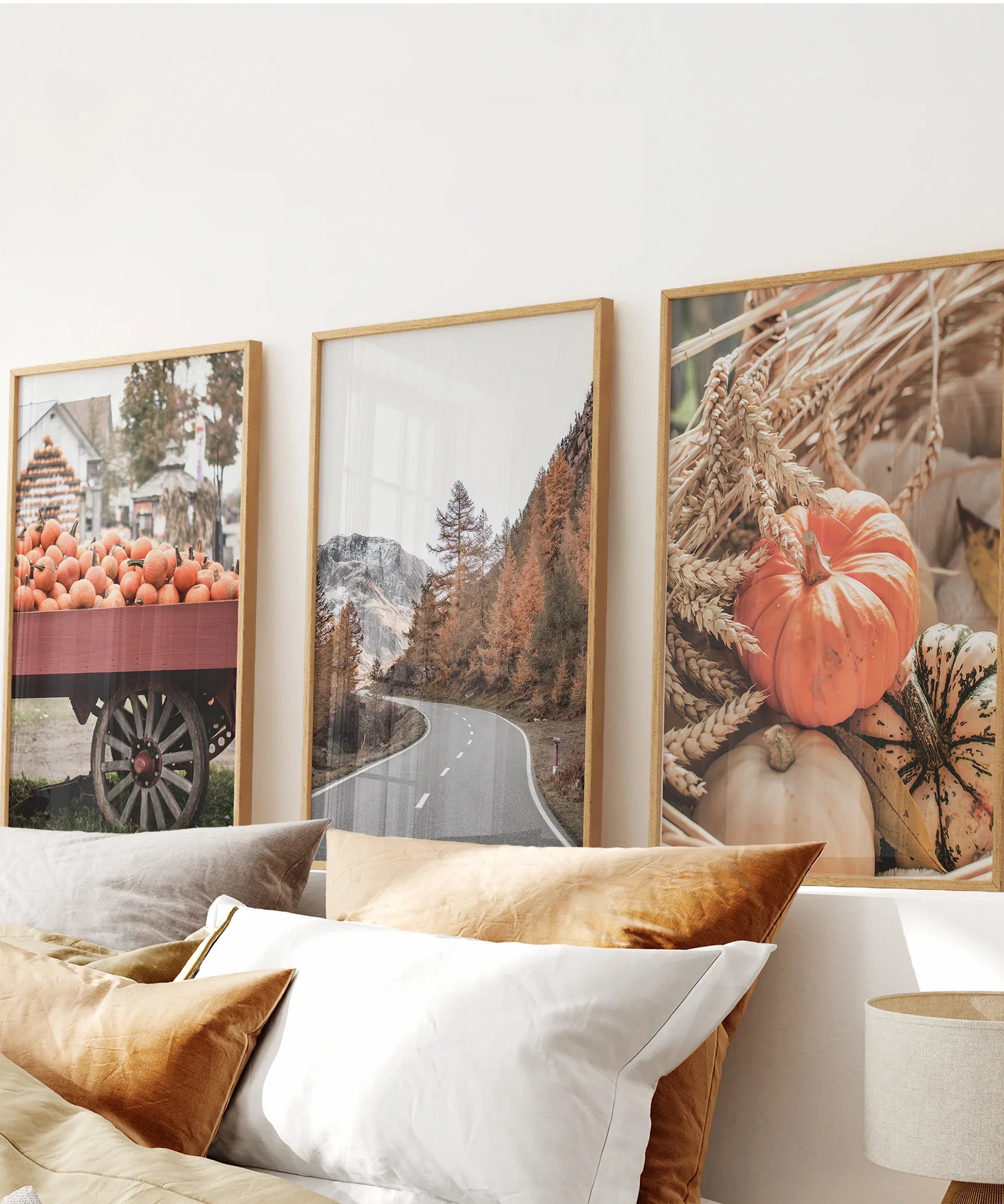 Autumn Pumpkin Set of 3 Prints. Rustic Fall Harvest Decor