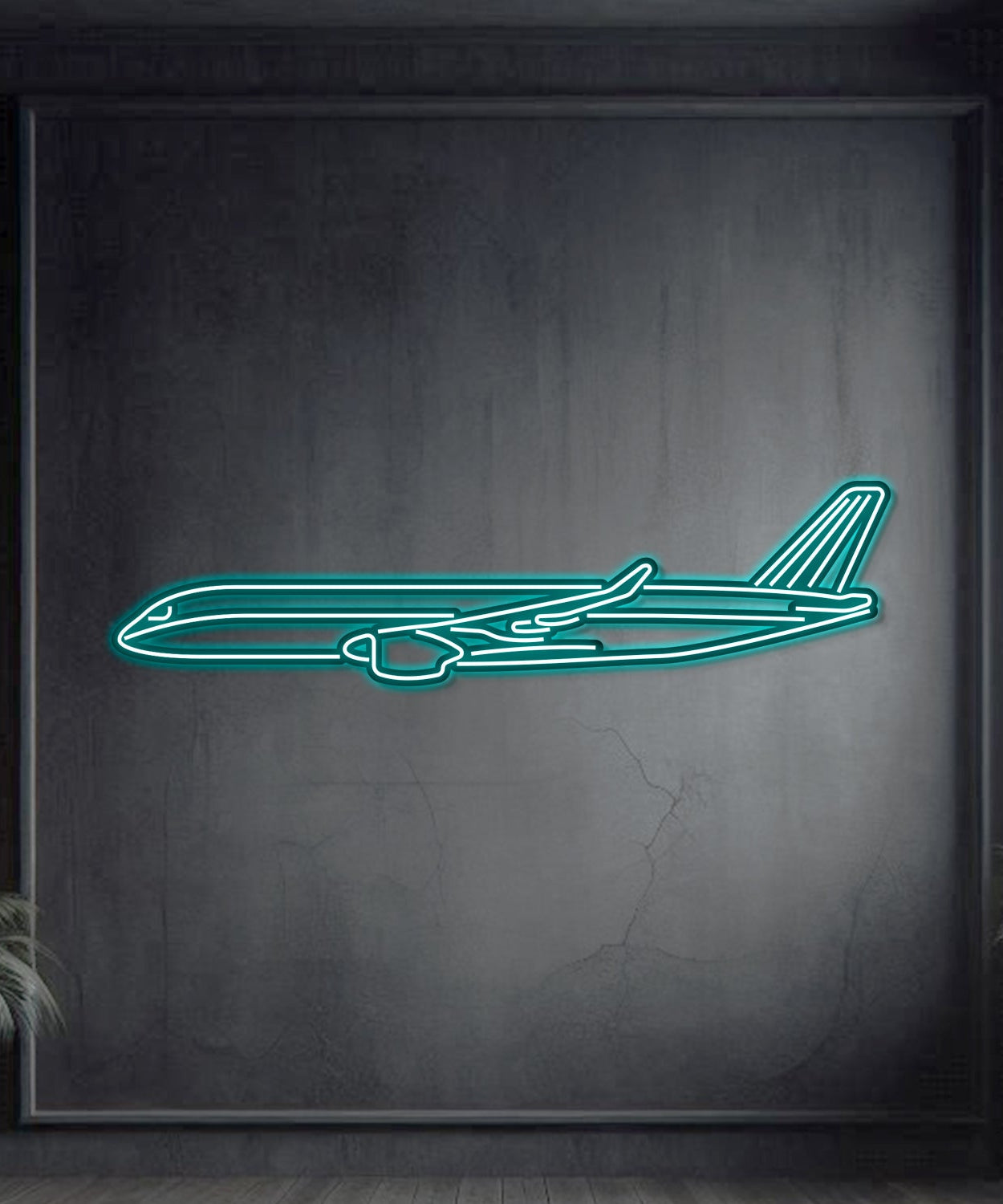 A350 Metall Neon Flugzeug Wandkunst - NCN0010
