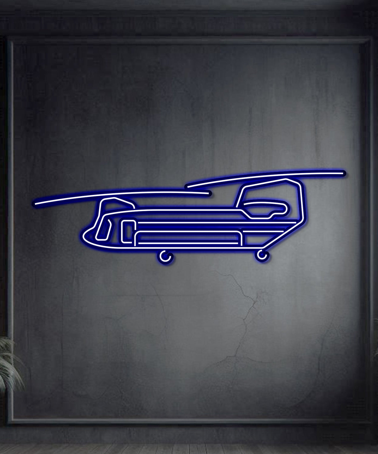Chinook CH-47 Metall-Neon-Wandkunst – NCN0024