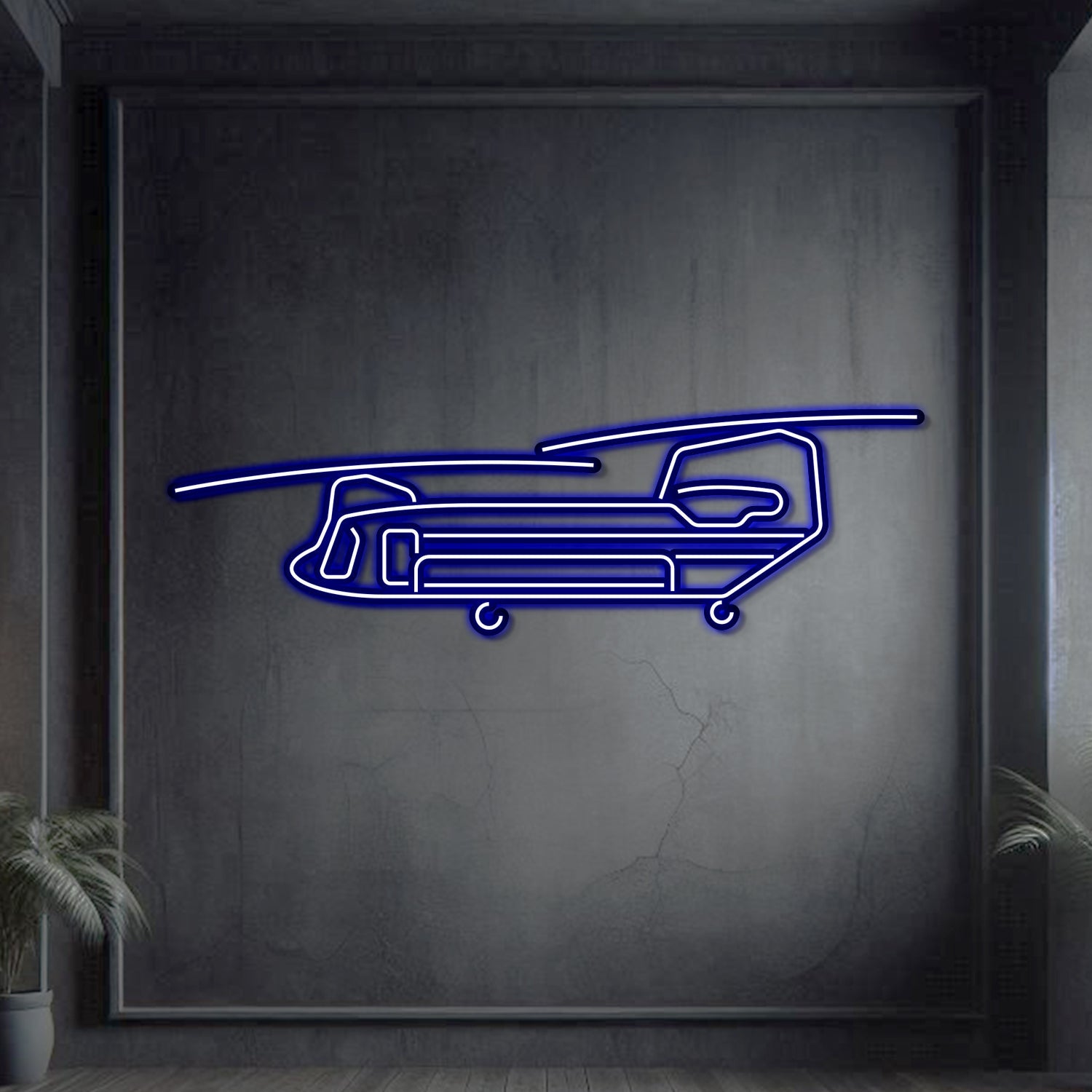 Chinook CH-47 Metall-Neon-Wandkunst – NCN0024