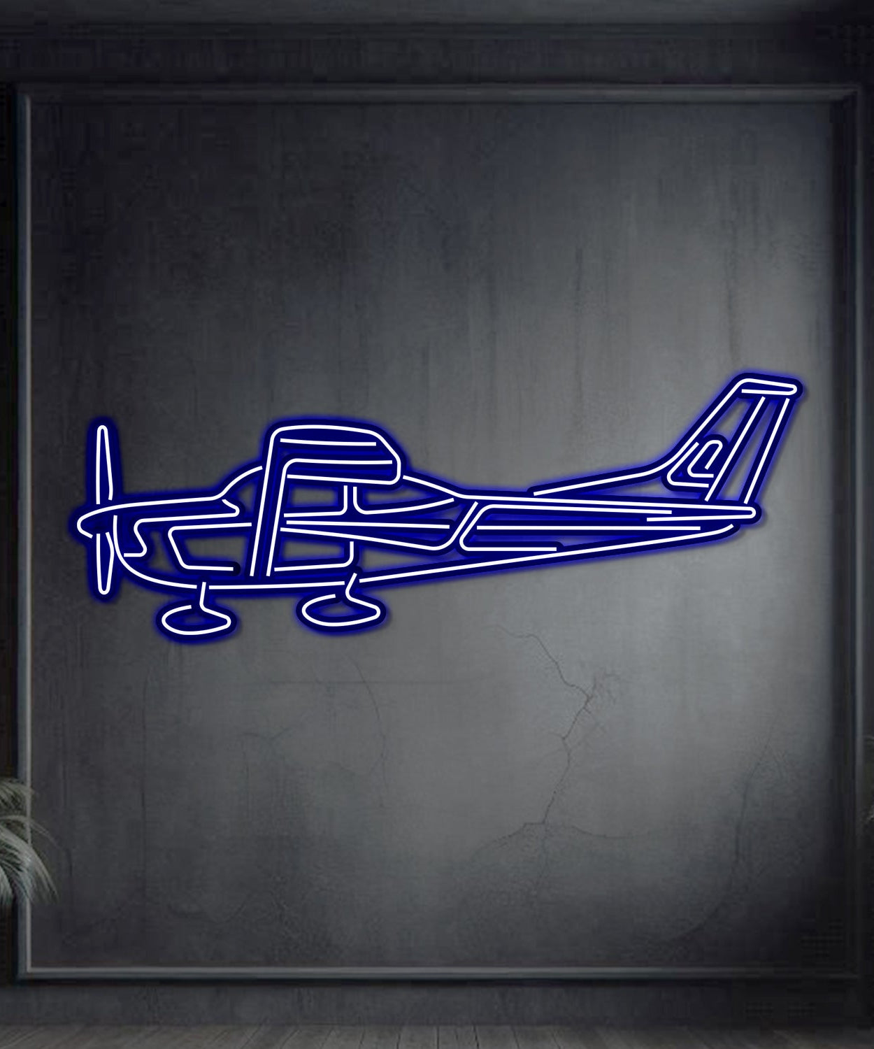 C182 Metall Neon Flugzeug Wandkunst - NCN0021