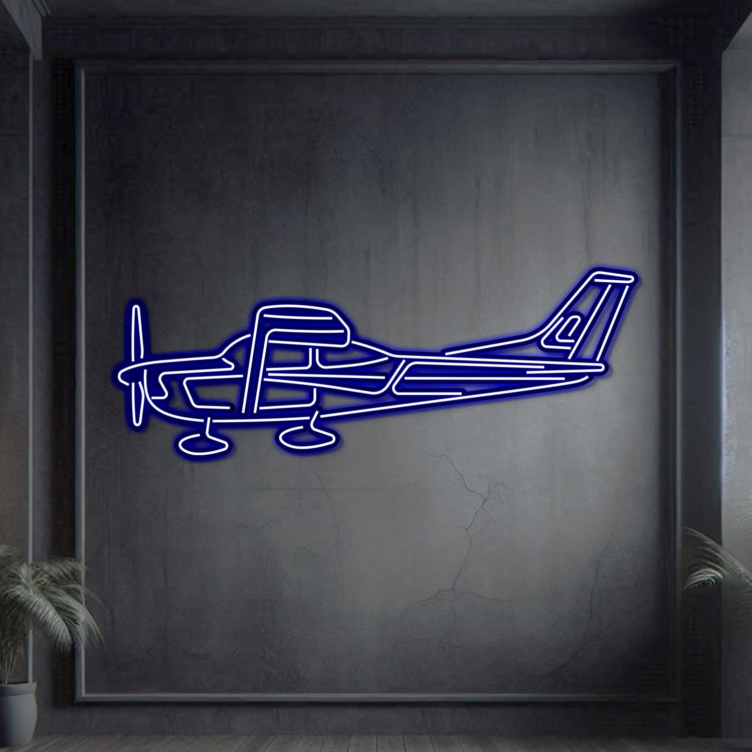 C182 Metall Neon Flugzeug Wandkunst - NCN0021