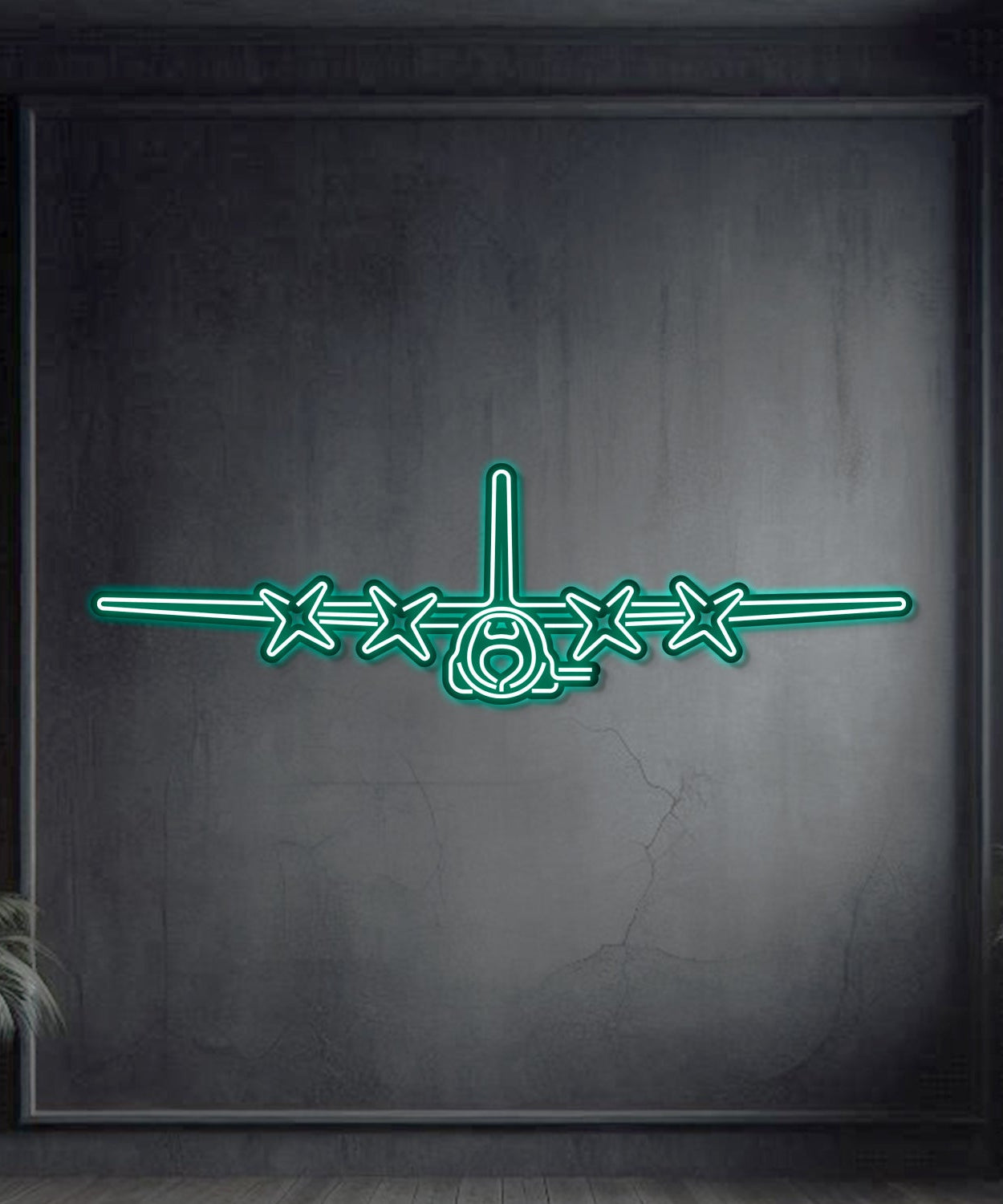 AC-130U Front Metall Neon Flugzeug Wandkunst - NCN0012