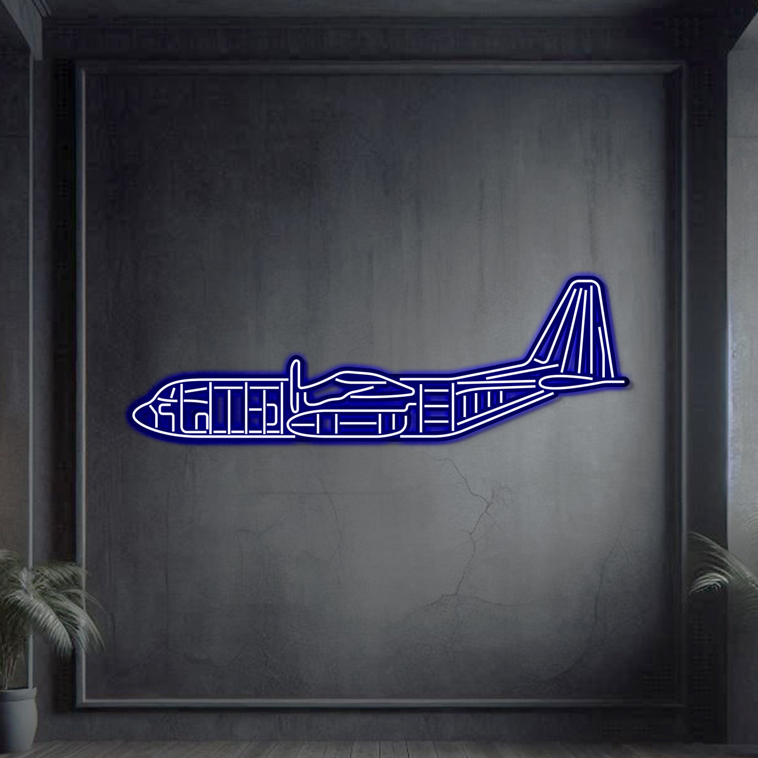 C-130 Metall-Neonflugzeug Wandkunst - NCN0019