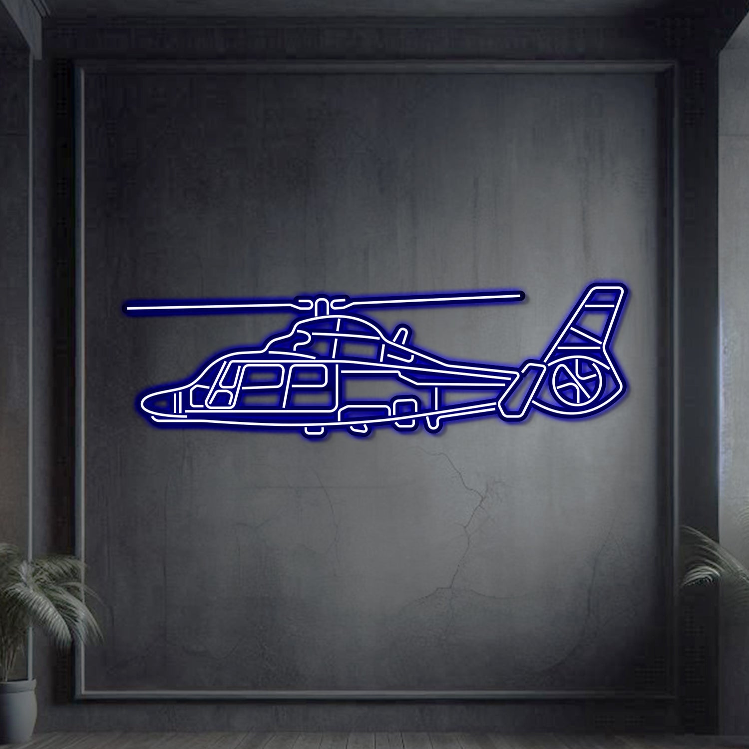 AS365 Dauphin Metal Neon Wandkunst Flugzeug - NCN0014