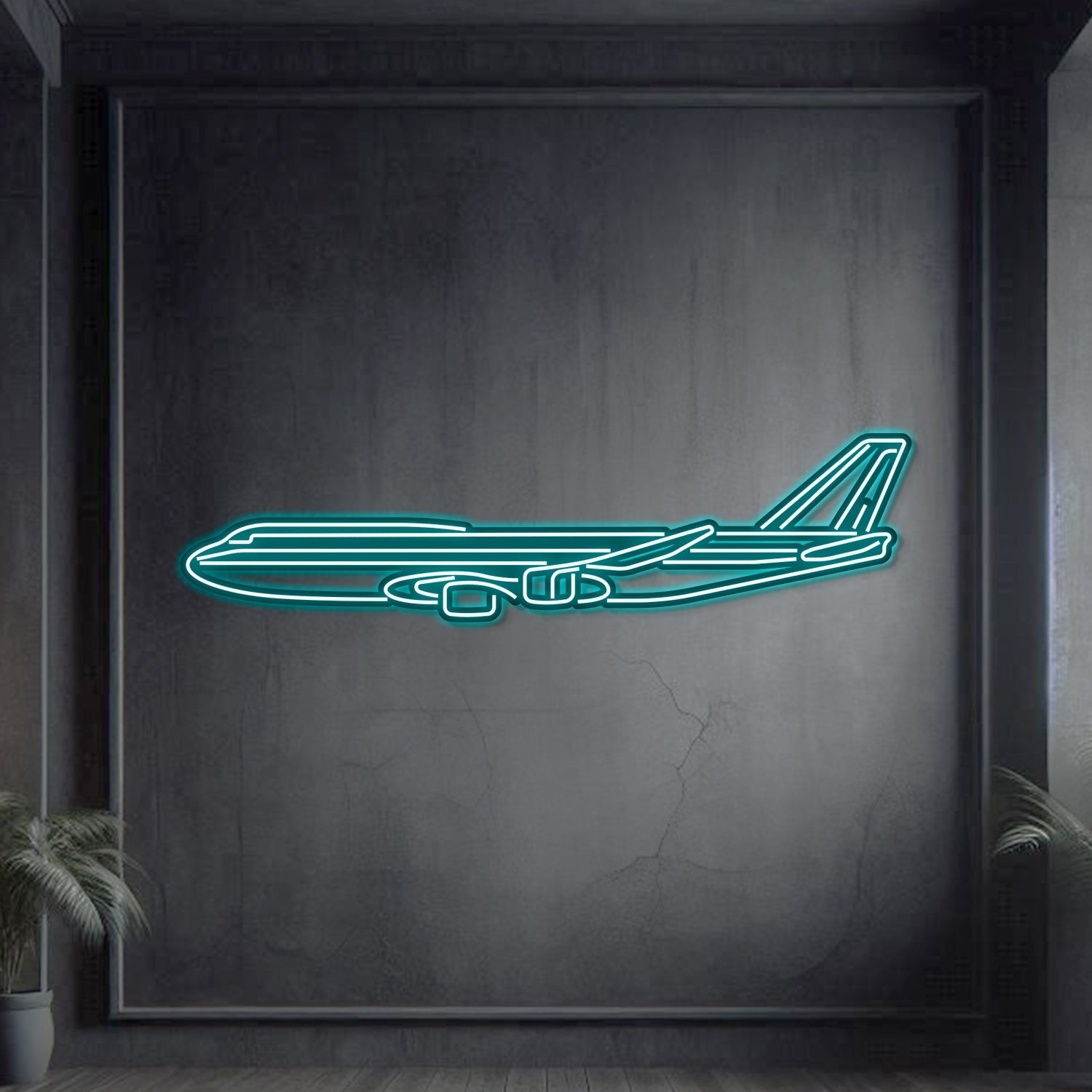 747-8 Metall-Neon-Flugzeug-Wandkunst - NCN0003