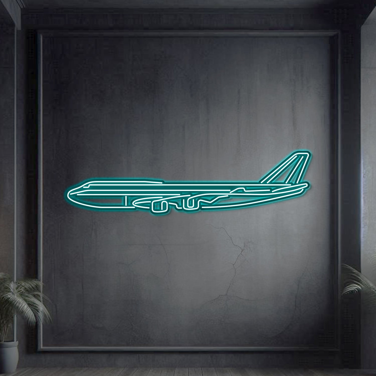 747-800 Metall-Neon-Flugzeug-Wandkunst - NCN0004