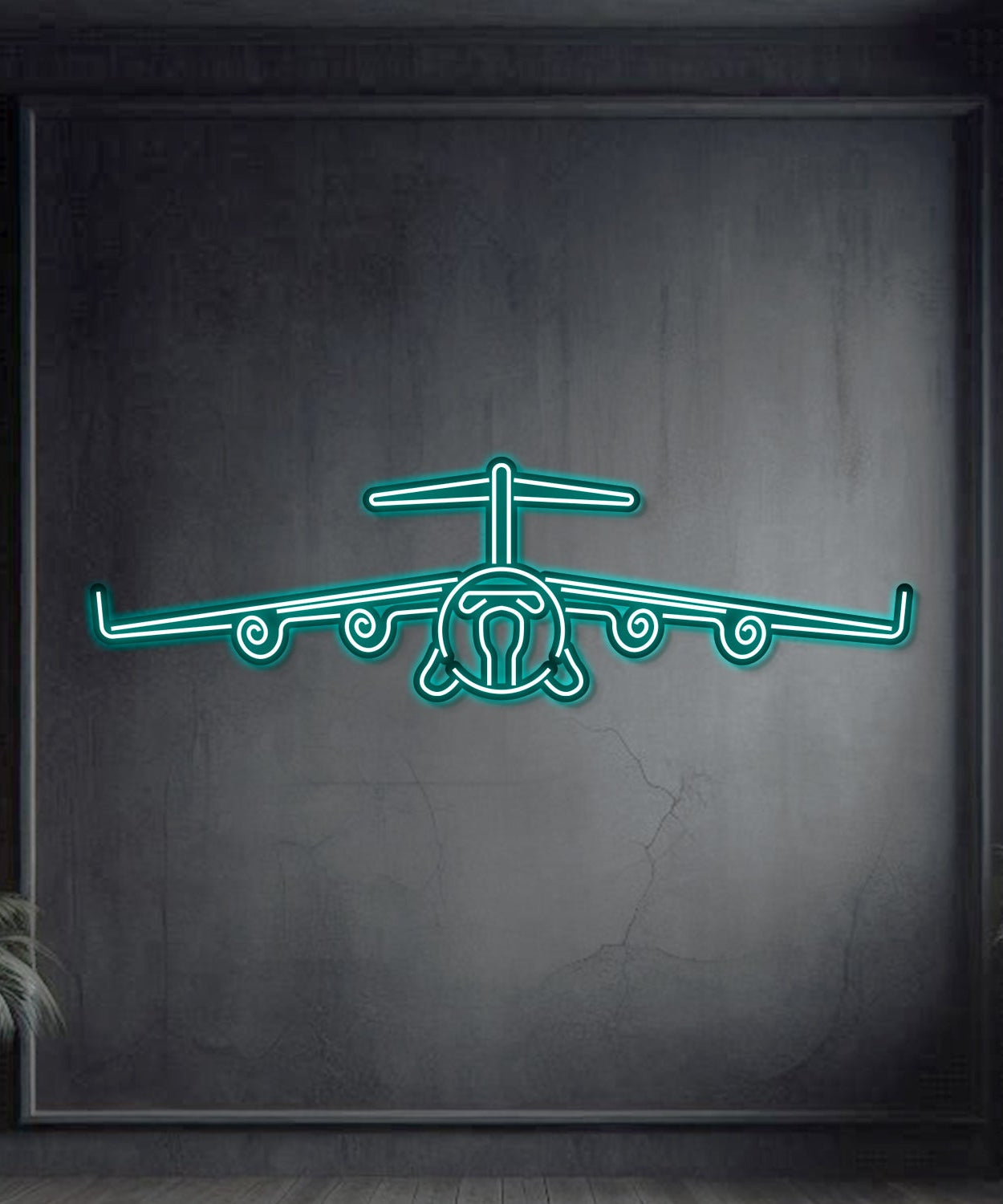 C-17 Globemaster III Metall Neon Flugzeug Wandkunst - NCN0018