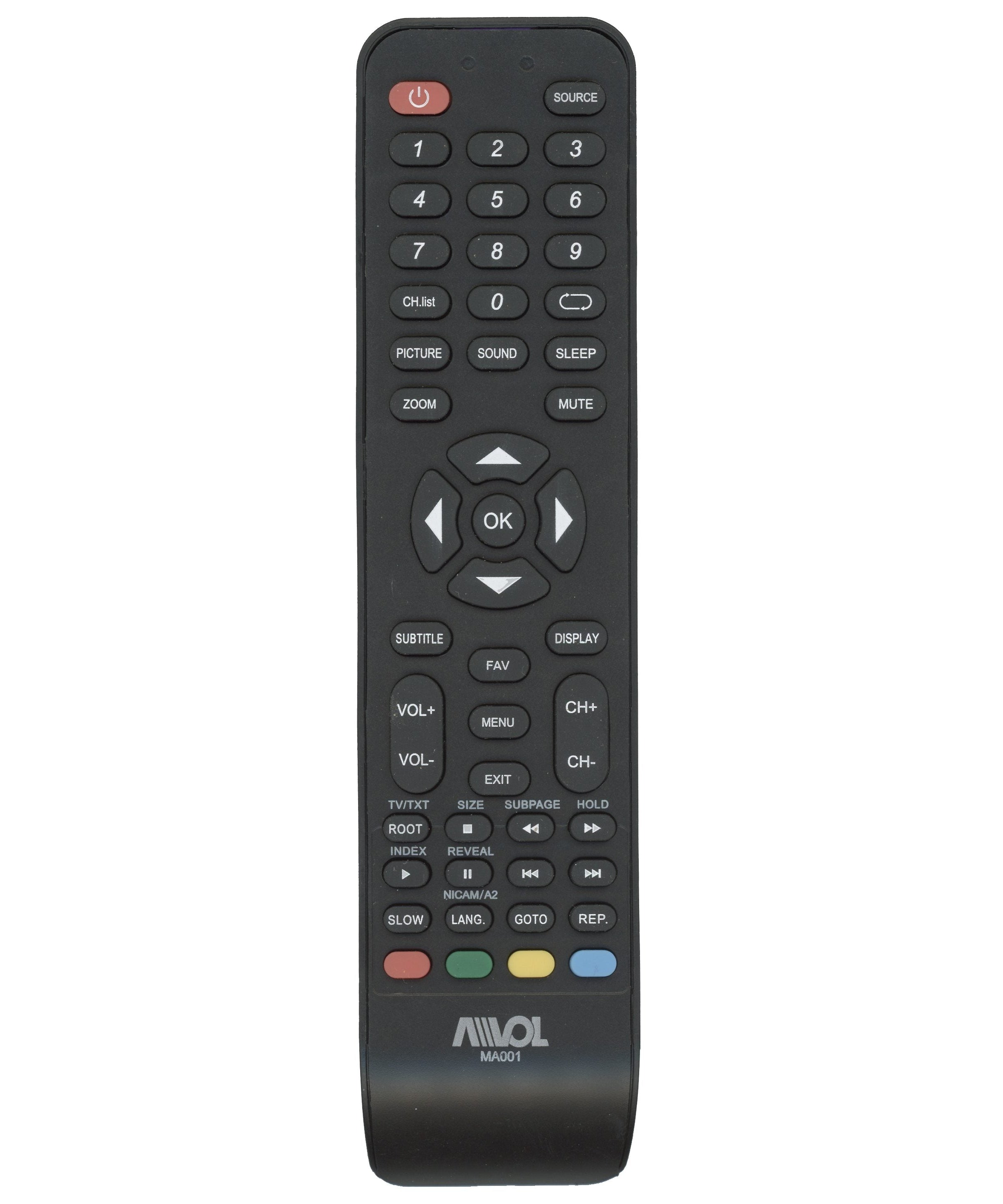 AVOL MA001 TV Remote Control Replacement for Select AVOL Televisions - MA001