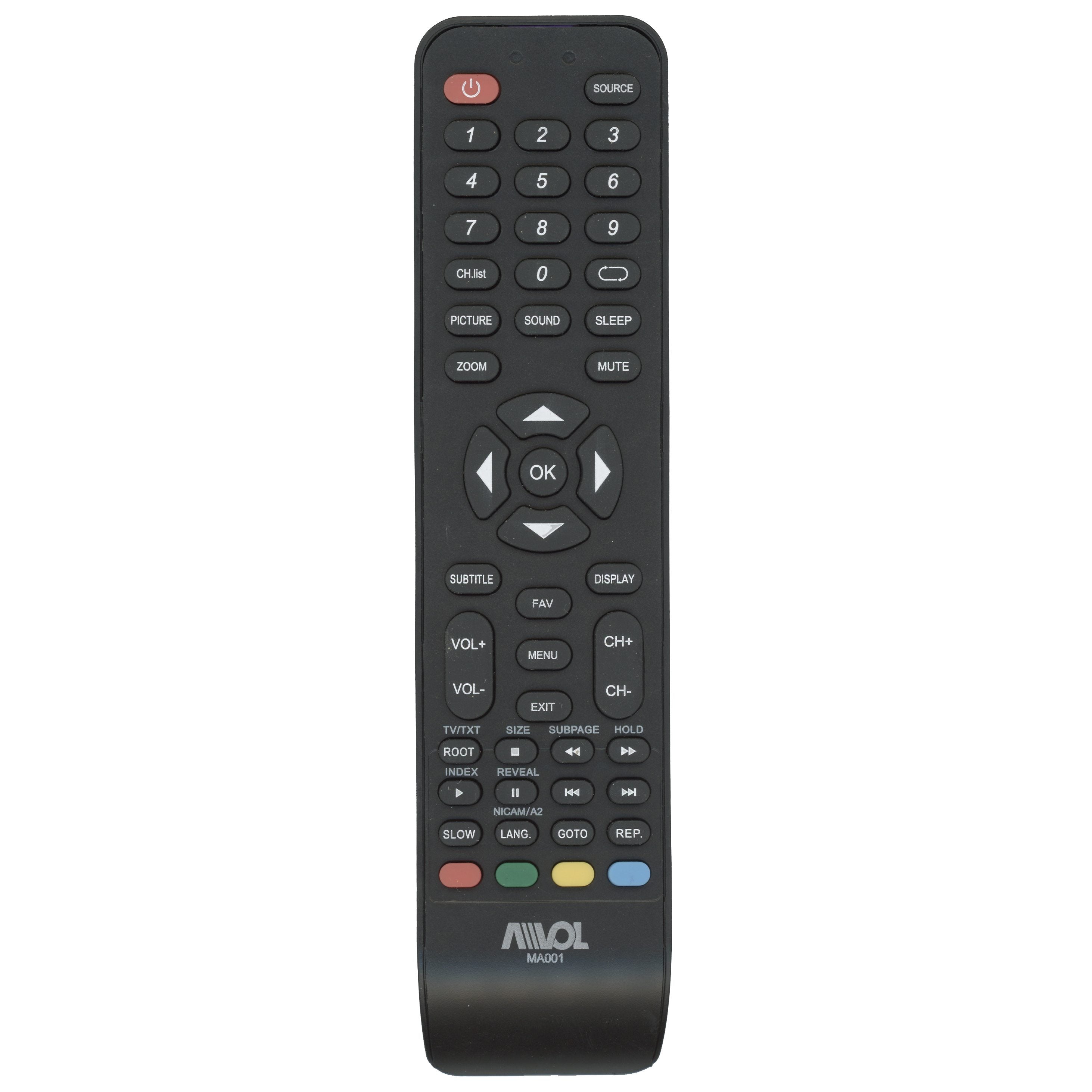 AVOL MA001 TV Remote Control Replacement for Select AVOL Televisions - MA001