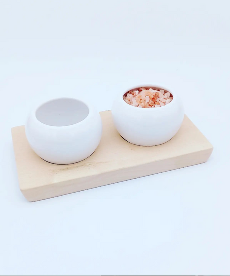 Dipping & Spice Wooden and Ceramic Bowl Pair