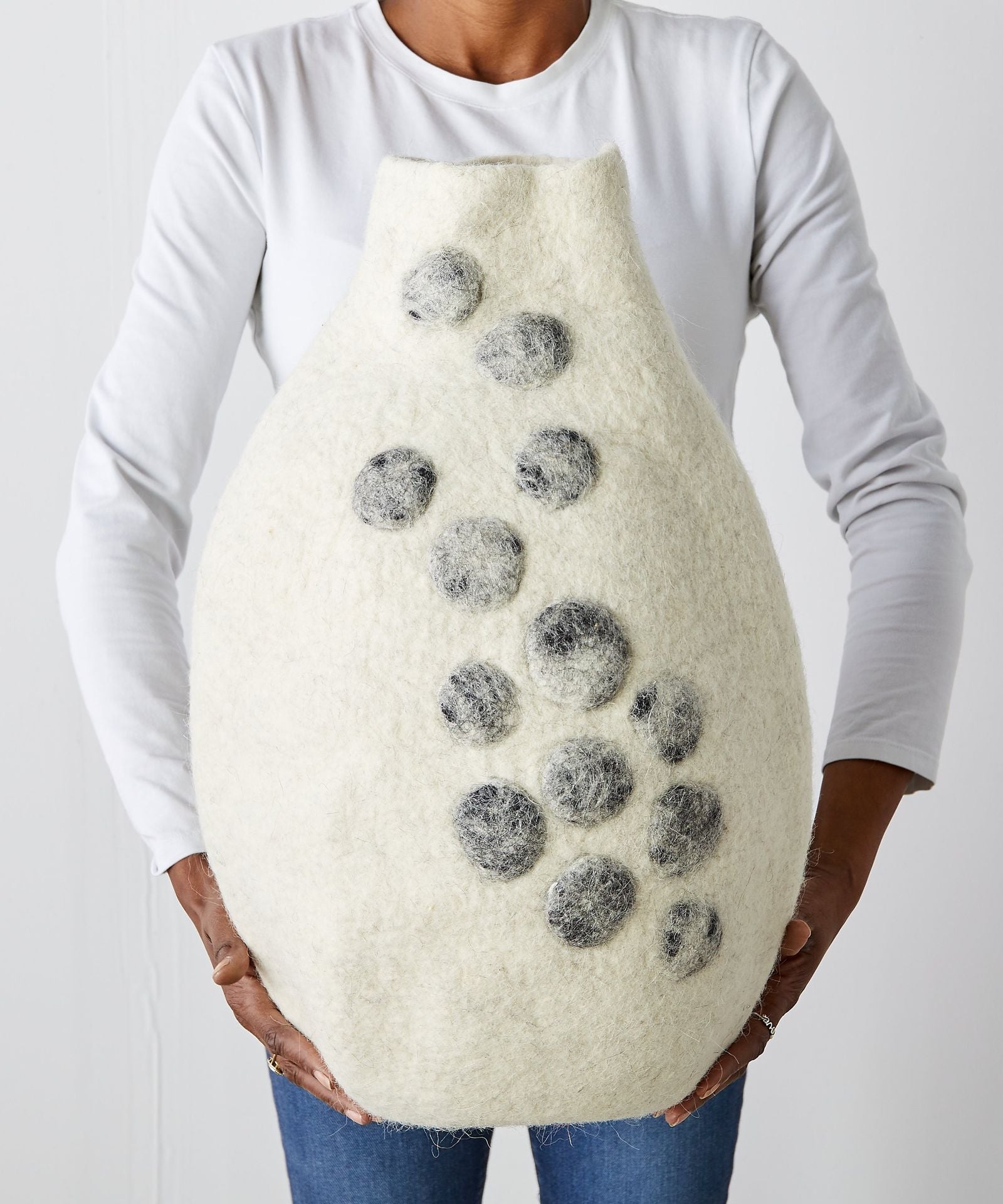 Pebble Hand-Felted Wool Gourd Basket
