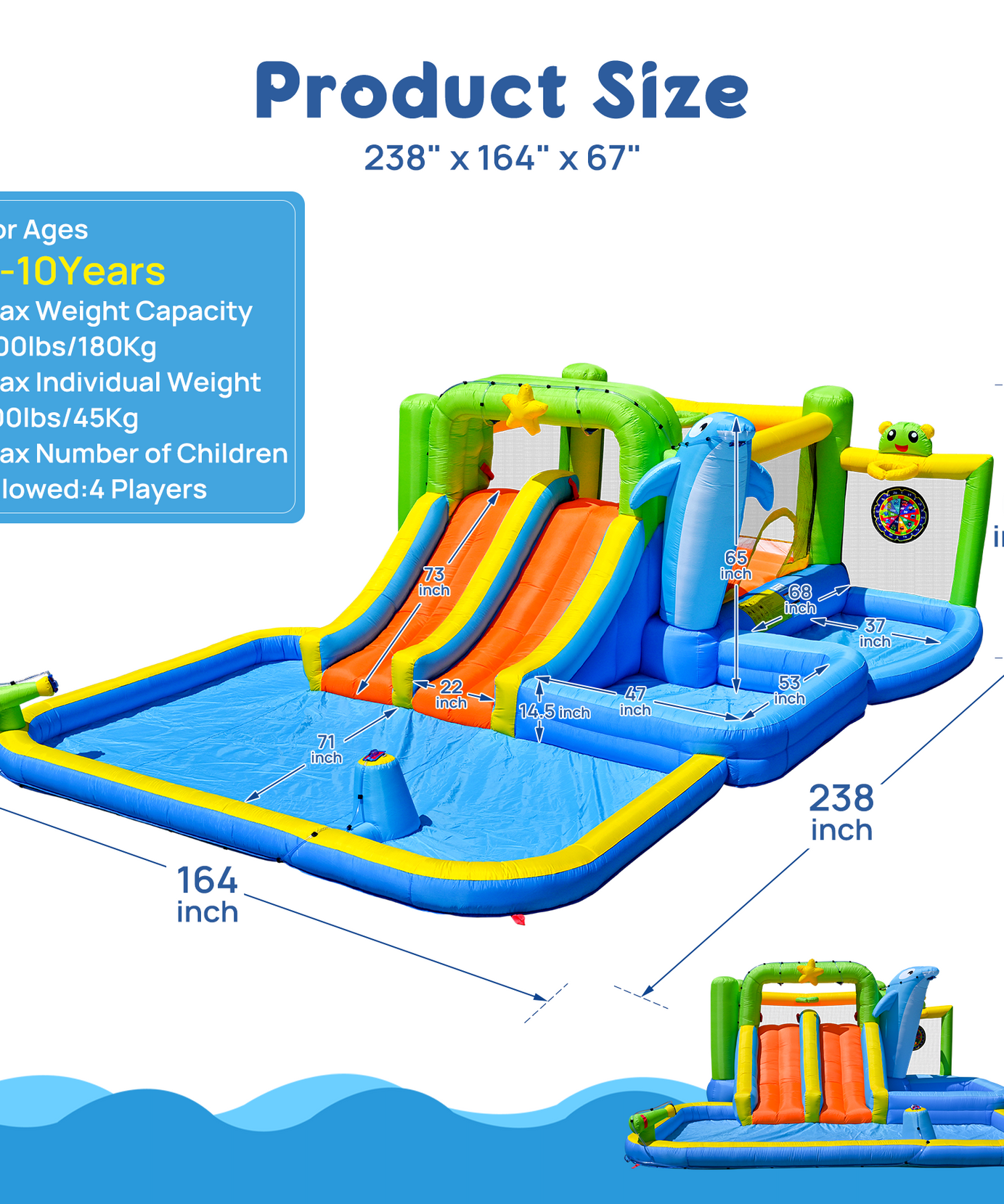 9-In-1 Inflatable Bounce House With Pool, Sprinkler, And Water Gun (SAK98154)
