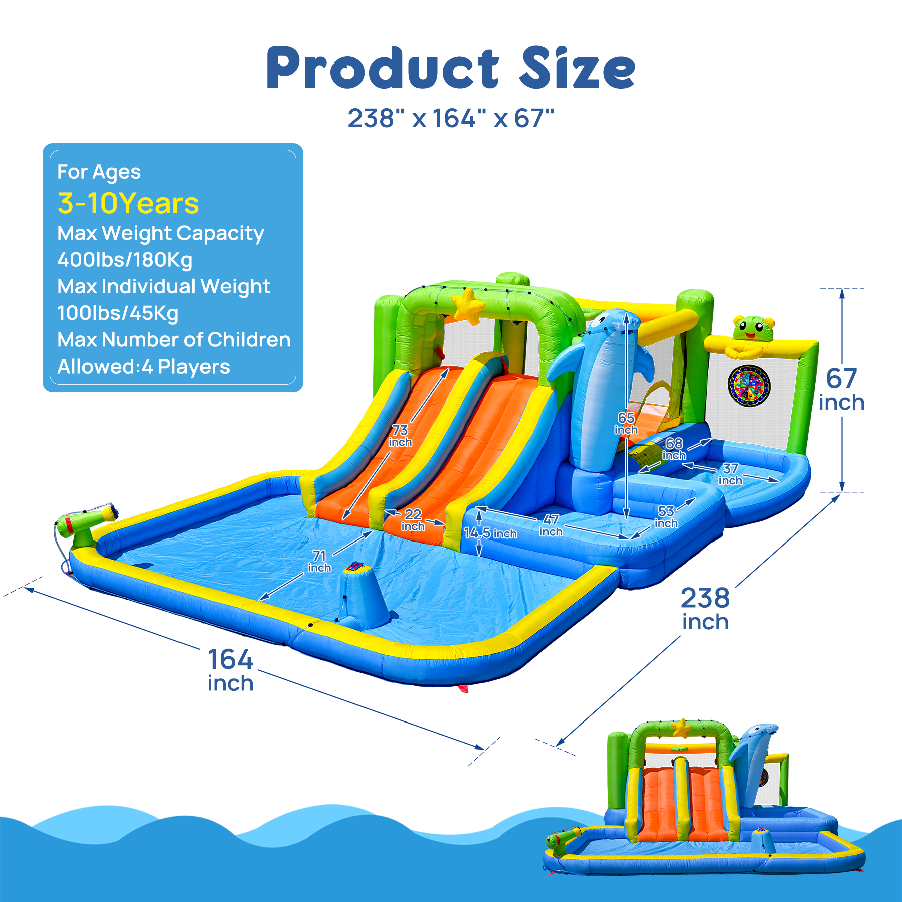 9-In-1 Inflatable Bounce House With Pool, Sprinkler, And Water Gun (SAK98154)