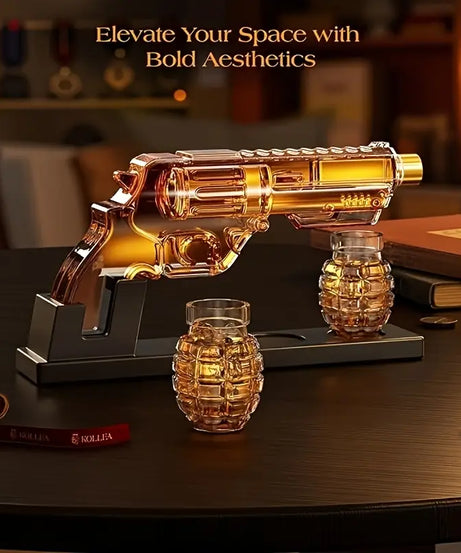 Magnum Revolver Whiskey Decanter Set