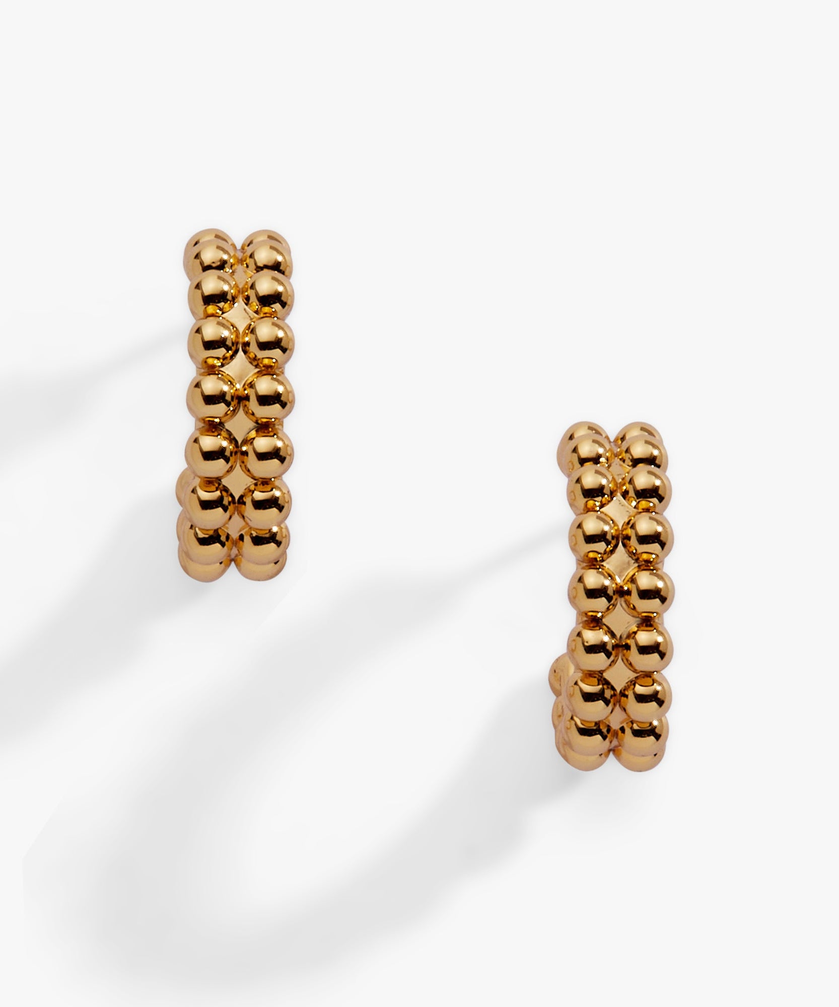 Gold Beaded Huggie Hoop Earring