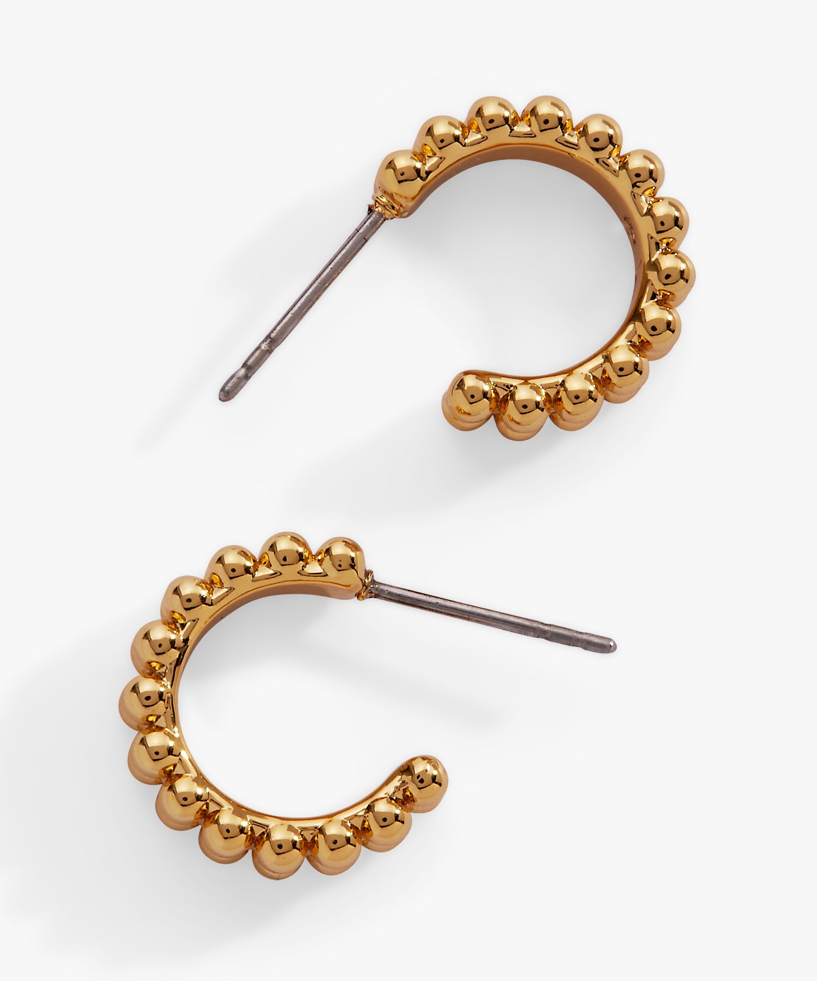 Gold Beaded Huggie Hoop Earring