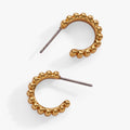 Gold Beaded Huggie Hoop Earring