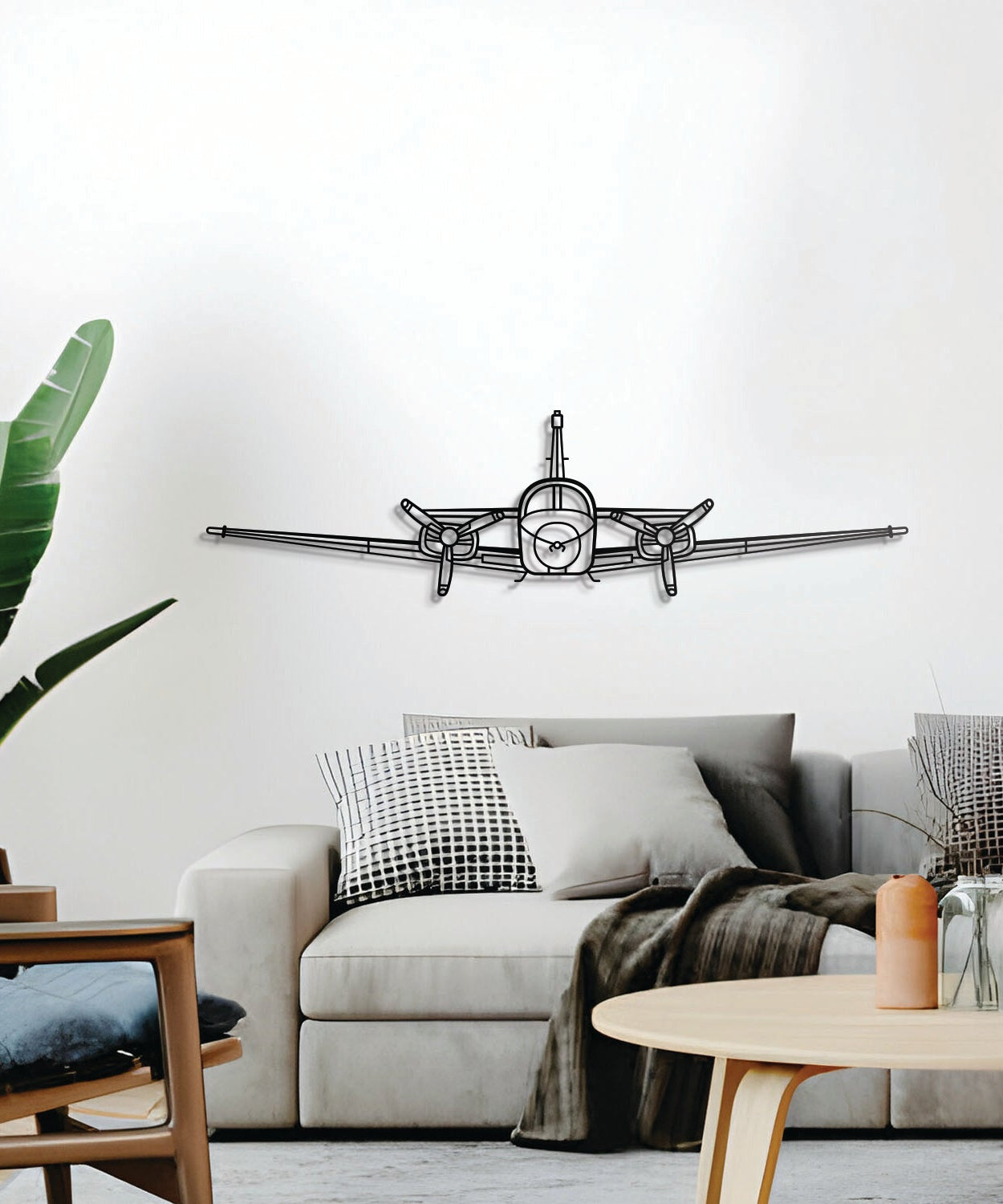 B55 Baron Front Metall Flugzeug Wandkunst - NCP0465
