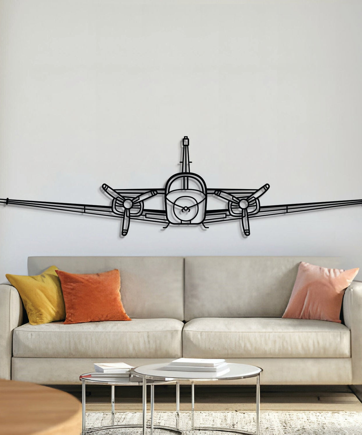 B55 Baron Front Metall Flugzeug Wandkunst - NCP0465