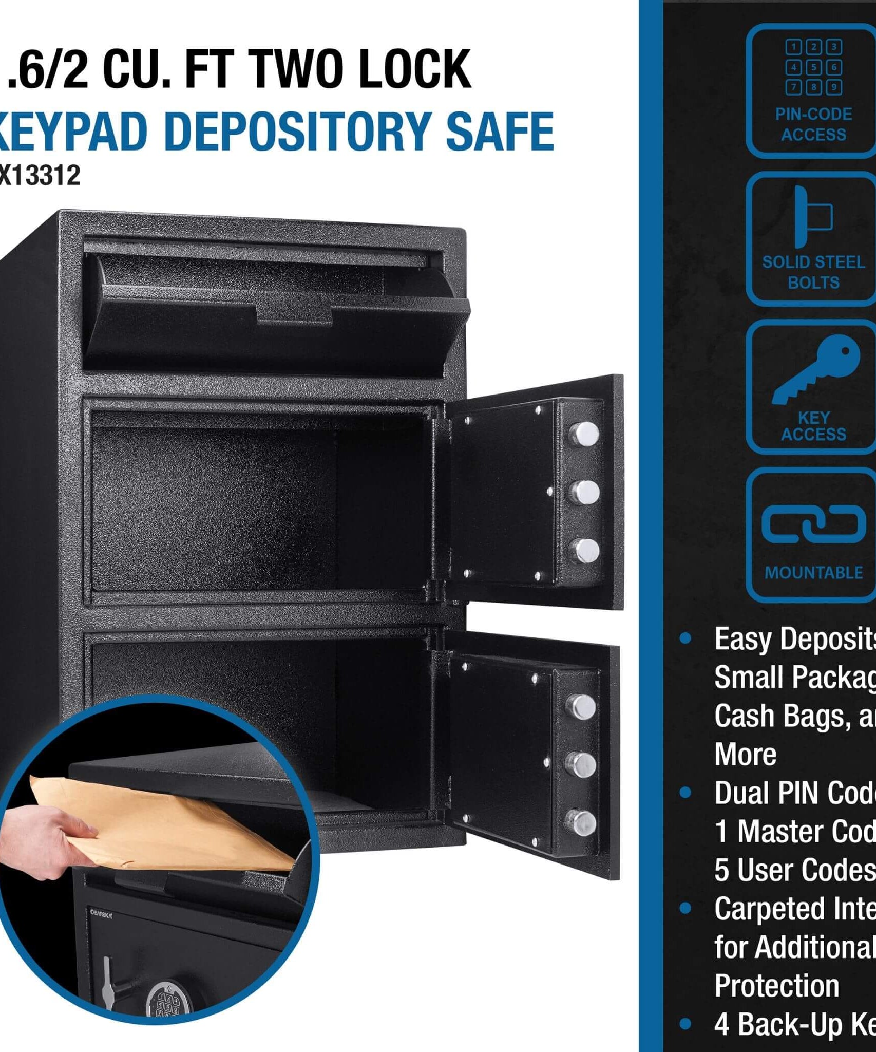 Barska 1.60 CF Digital Depository Dual Compartment Security Safe (SAK76021)