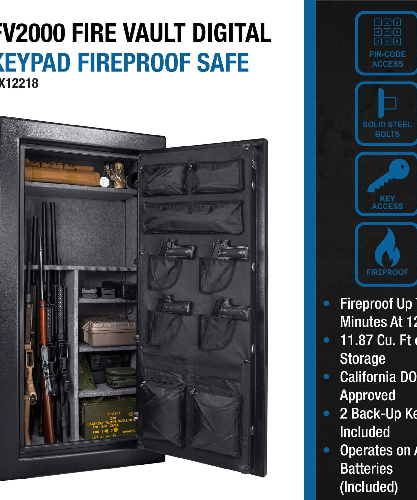 Barska 1.87 CF Heavy-Duty Extra-Large Industrial Steel Fireproof Safe Vault With Digital Keypad (SAK63810)