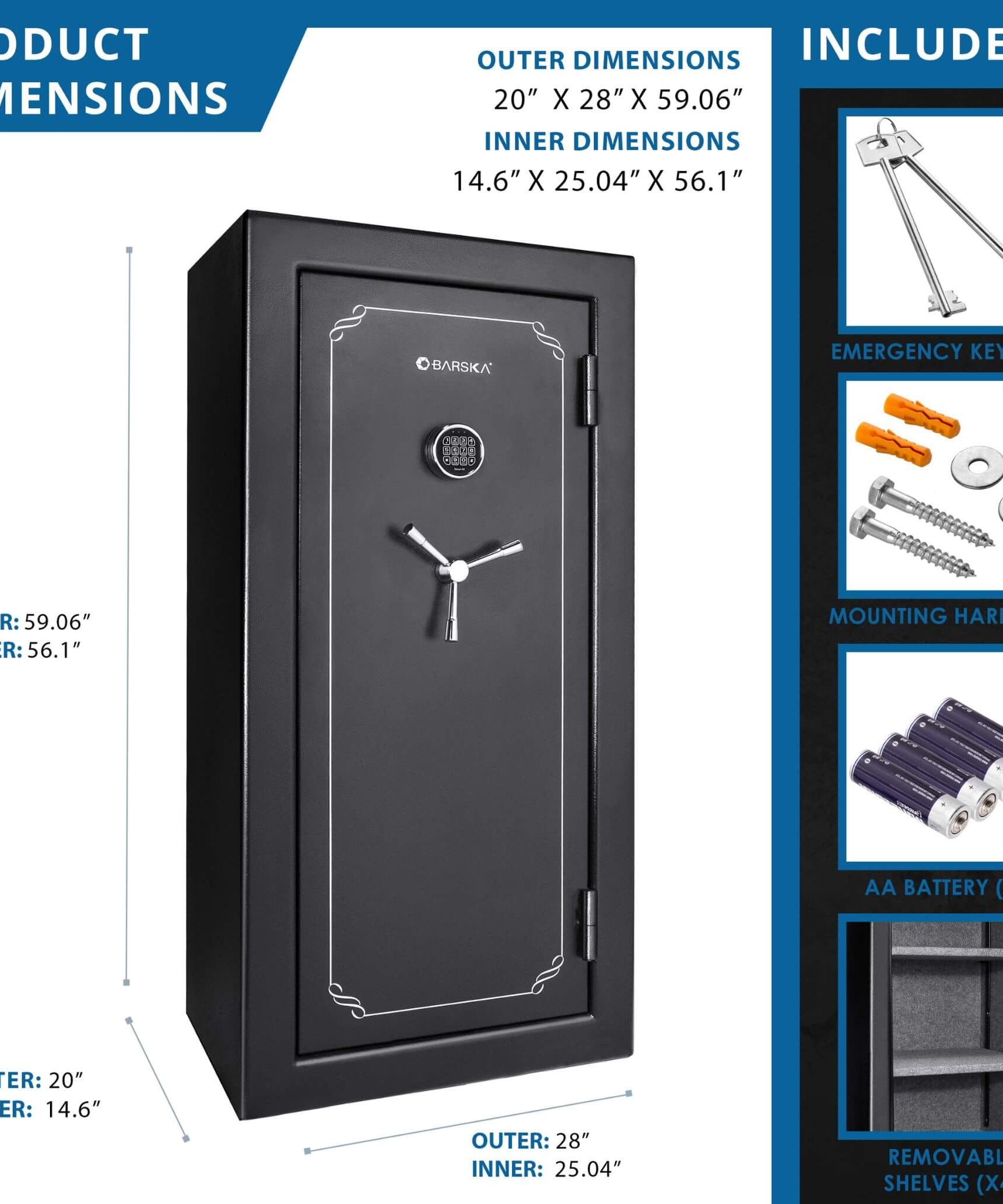 Barska 1.87 CF Heavy-Duty Extra-Large Industrial Steel Fireproof Safe Vault With Digital Keypad (SAK63810)