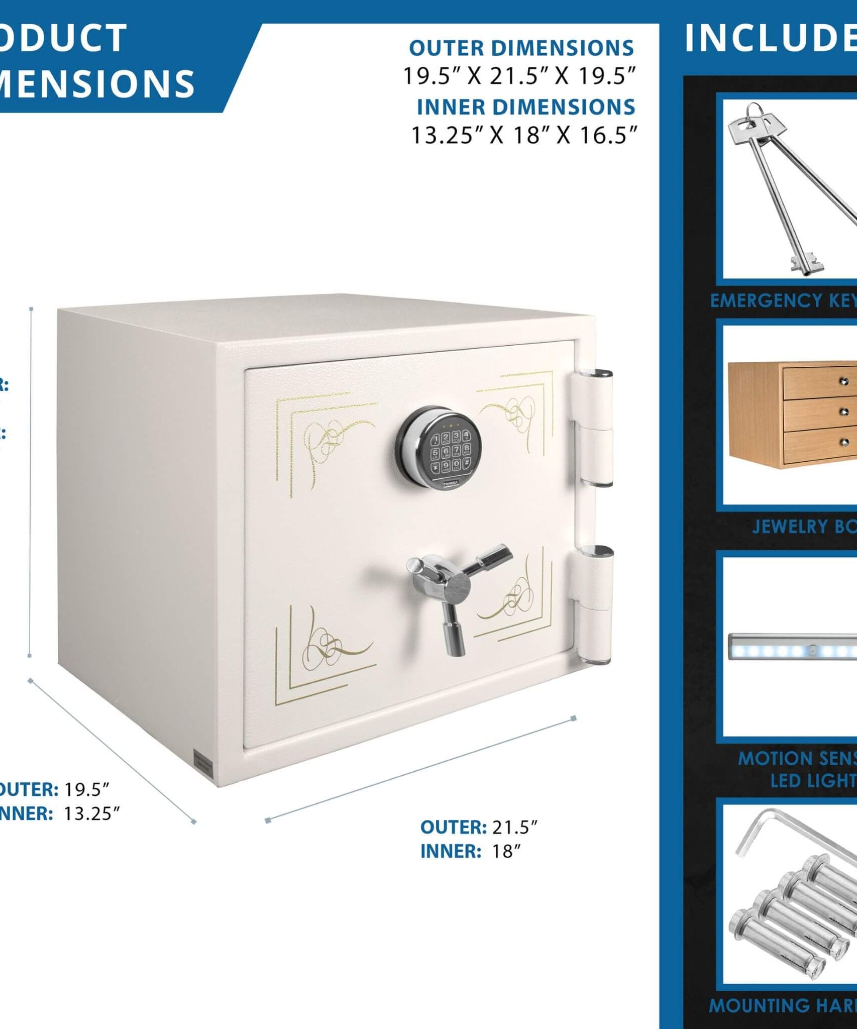Barska 1.91 CF White Fireproof Jewelry Safe With Digital Keypad Lock (SAK42861)