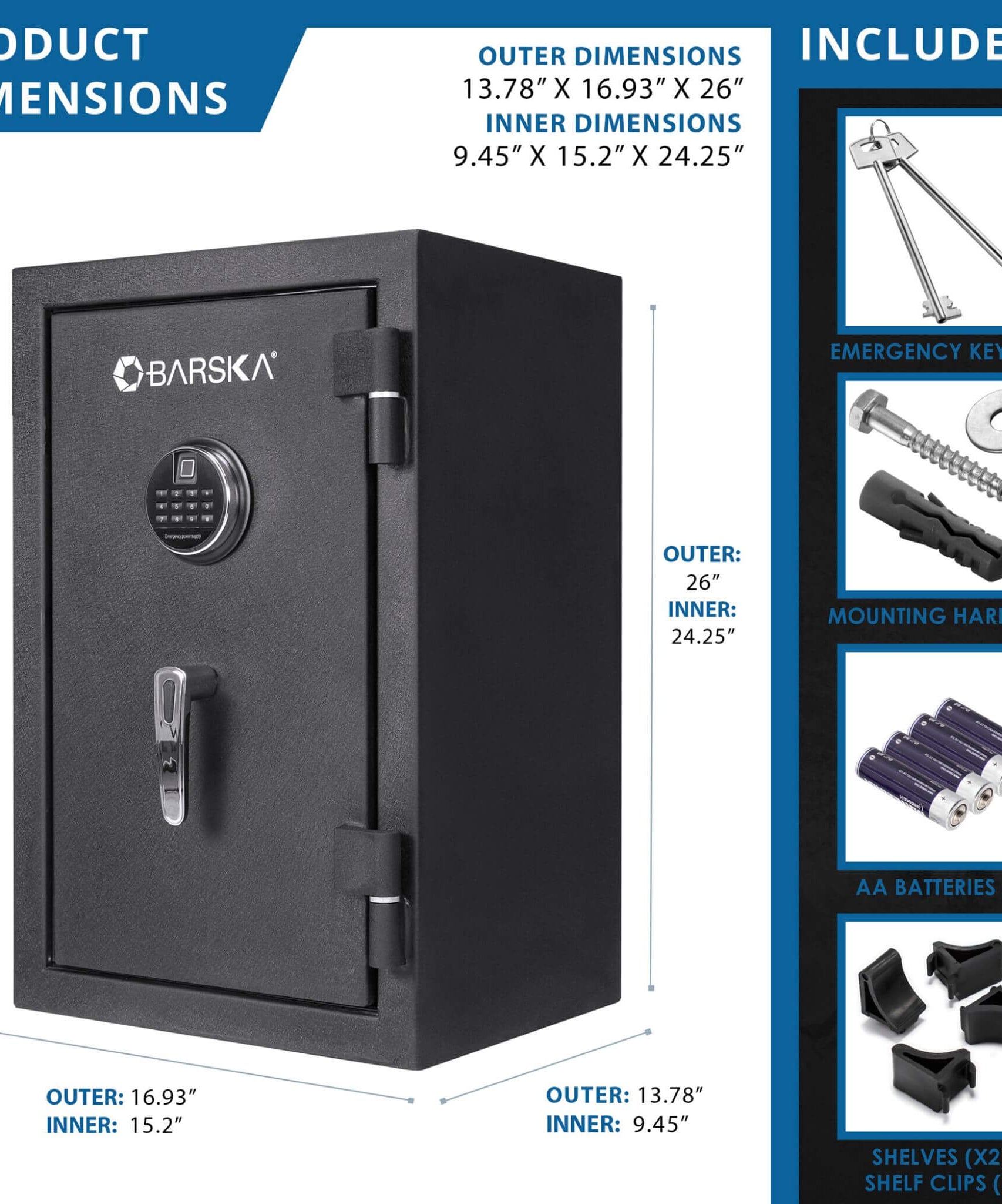 Barska 2.02 CF Heavy-Duty Fire Resistant Safe With Biometric Keypad (SAK29487)