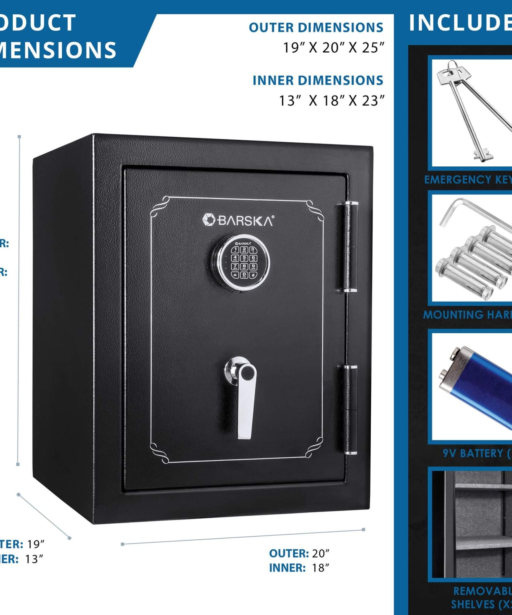 Barska 3.51 CF Heavy-Duty Steel Fireproof Safe Vault With Electronic Lock (SAK85021)
