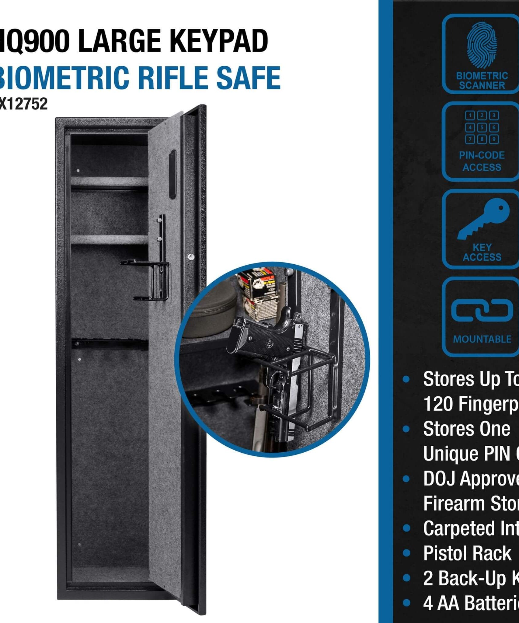Barska 4.33 CF Heavy-Duty Rifle Gun Safe With Biometric And Digital Keypad Access (SAK80356)