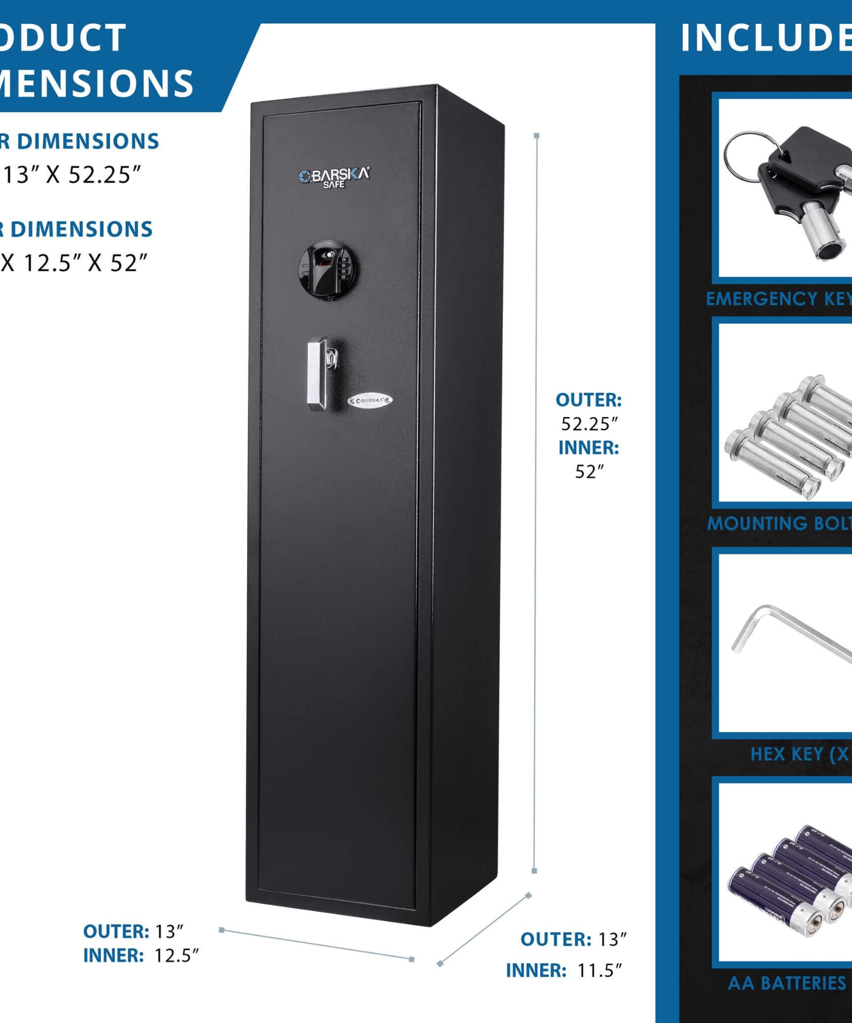 Barska 4.33 CF Heavy-Duty Rifle Gun Safe With Biometric And Digital Keypad Access (SAK80356)
