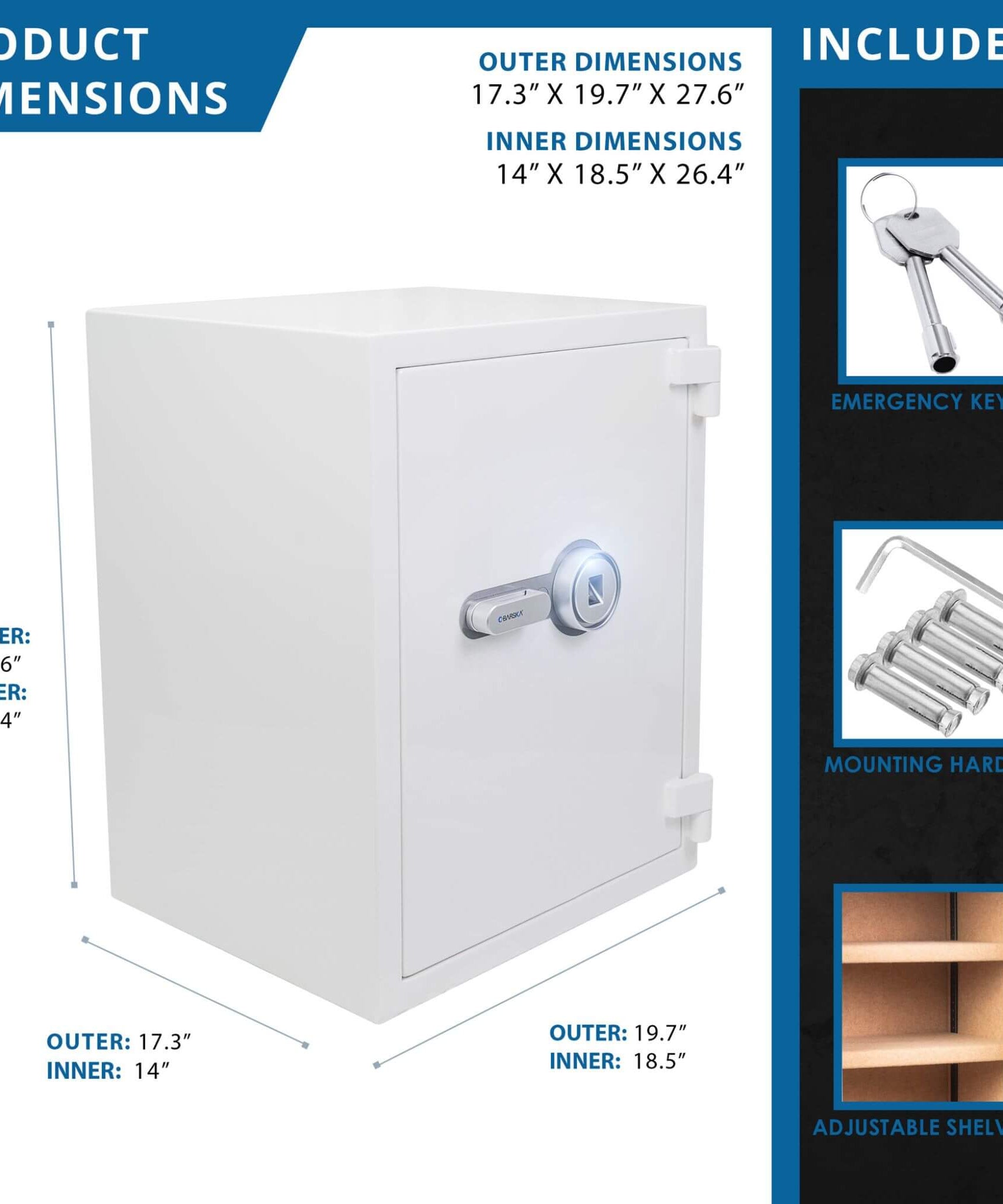 Barska 4.48 CF Large Heavy-Duty Fireproof Biometric Safe (SAK83490)
