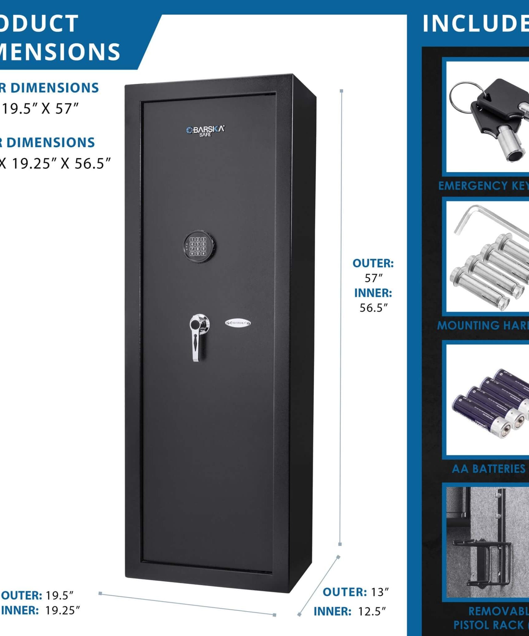 Barska 7.87 CF Extra-Large Rifle Gun Safe With Electronic Keypad And Secure Lock (SAK18420)