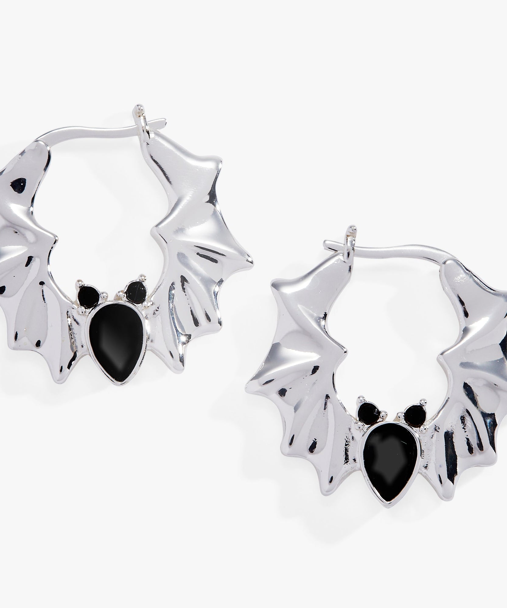Crystal Bat Hoop Earrings