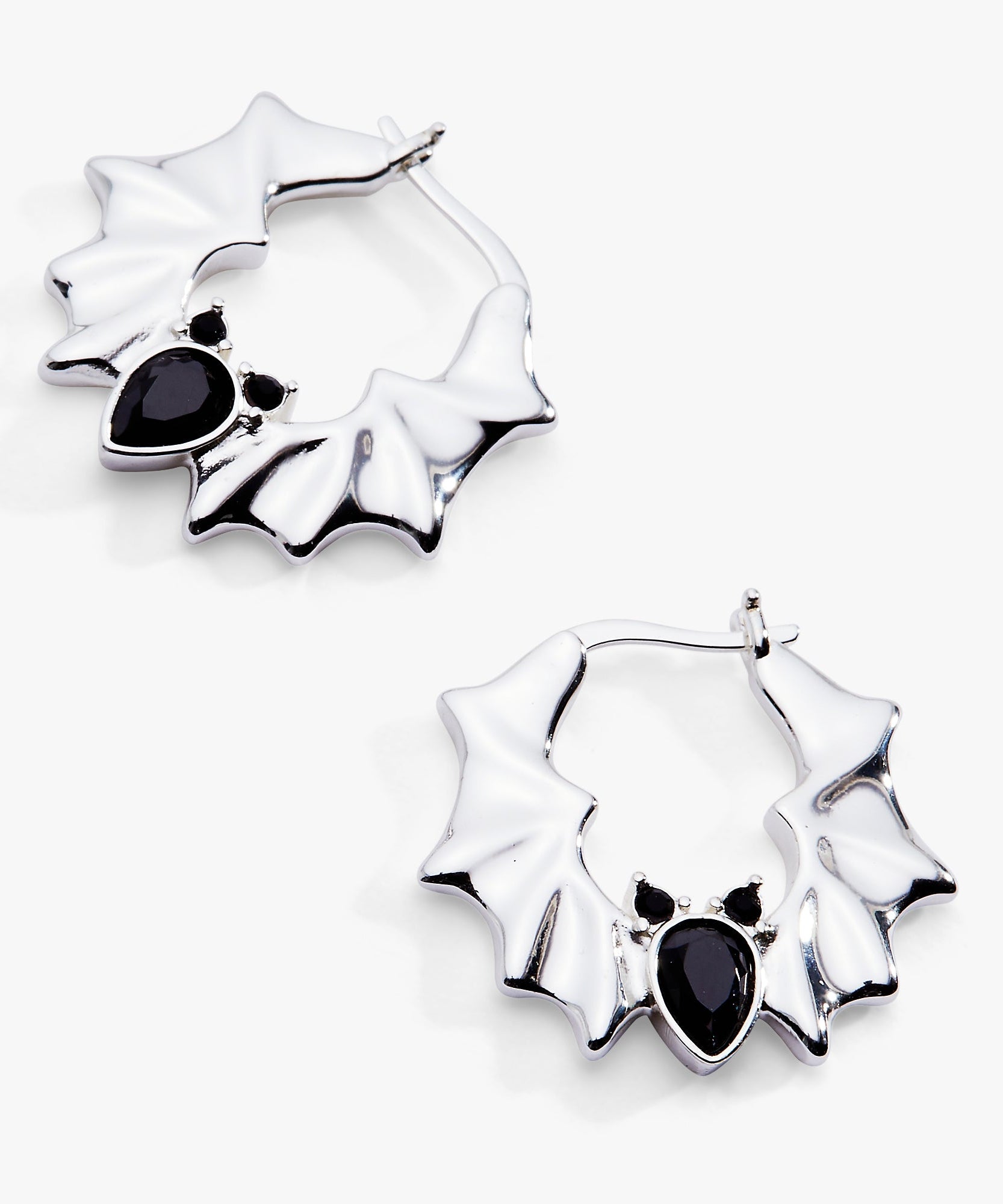 Crystal Bat Hoop Earrings