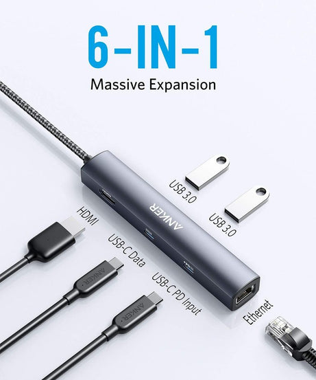 Anker <b>543</b> USB-C Hub (6-in-1, Slim)