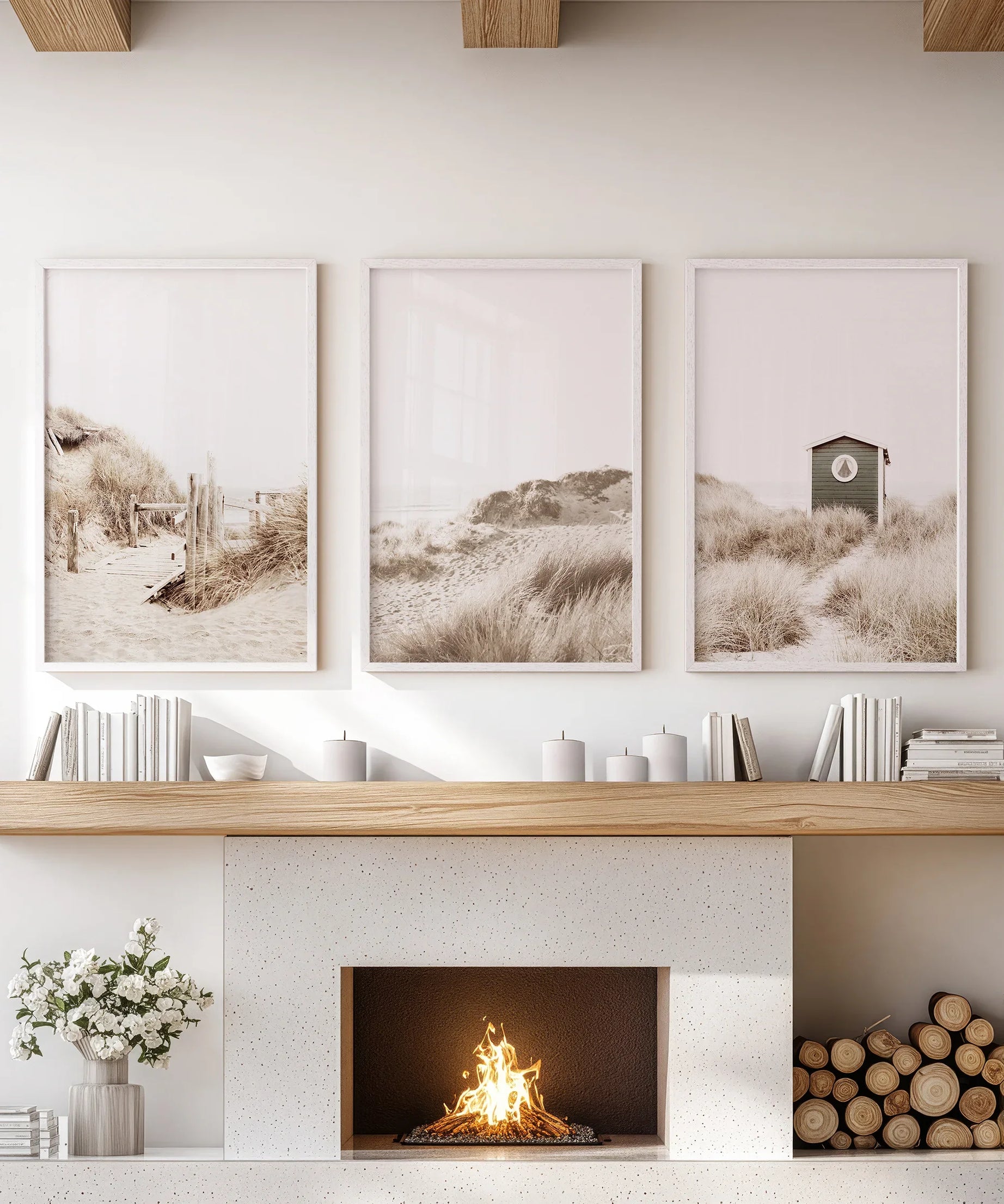 Minimalist Coastal Gallery Wall. Beige Beach Decor Set